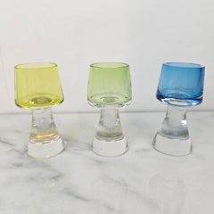 A Set of 3 Striking Bohemian Art Deco Liqueur Glasses, Czechoslovakia 1930's