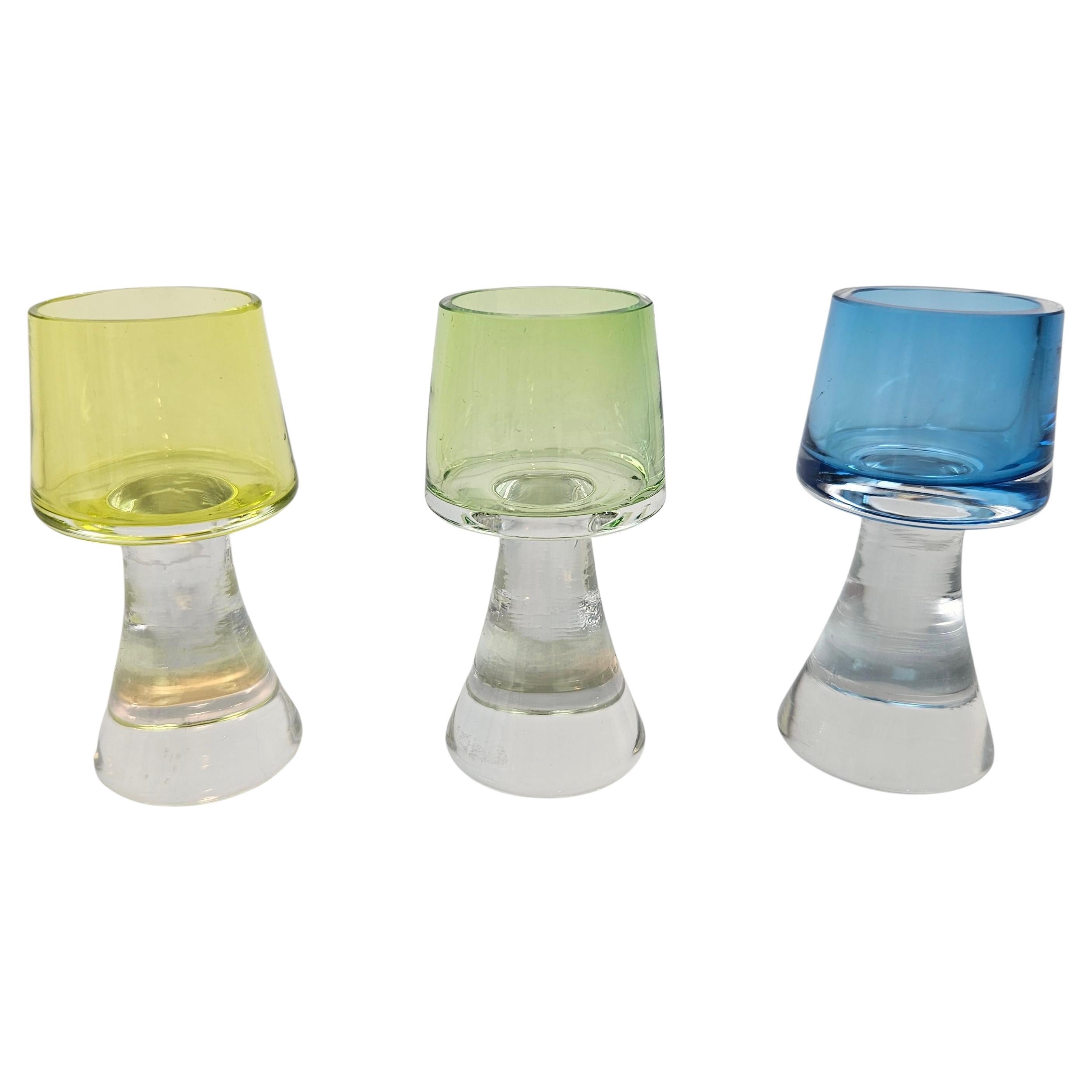 Ensemble de 3 verres à liqueur Bohème Art Déco, Tchécoslovaquie, années 1930