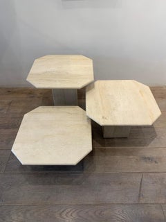 Set of 3 Travertine Coffee Table, 1970s-1980s