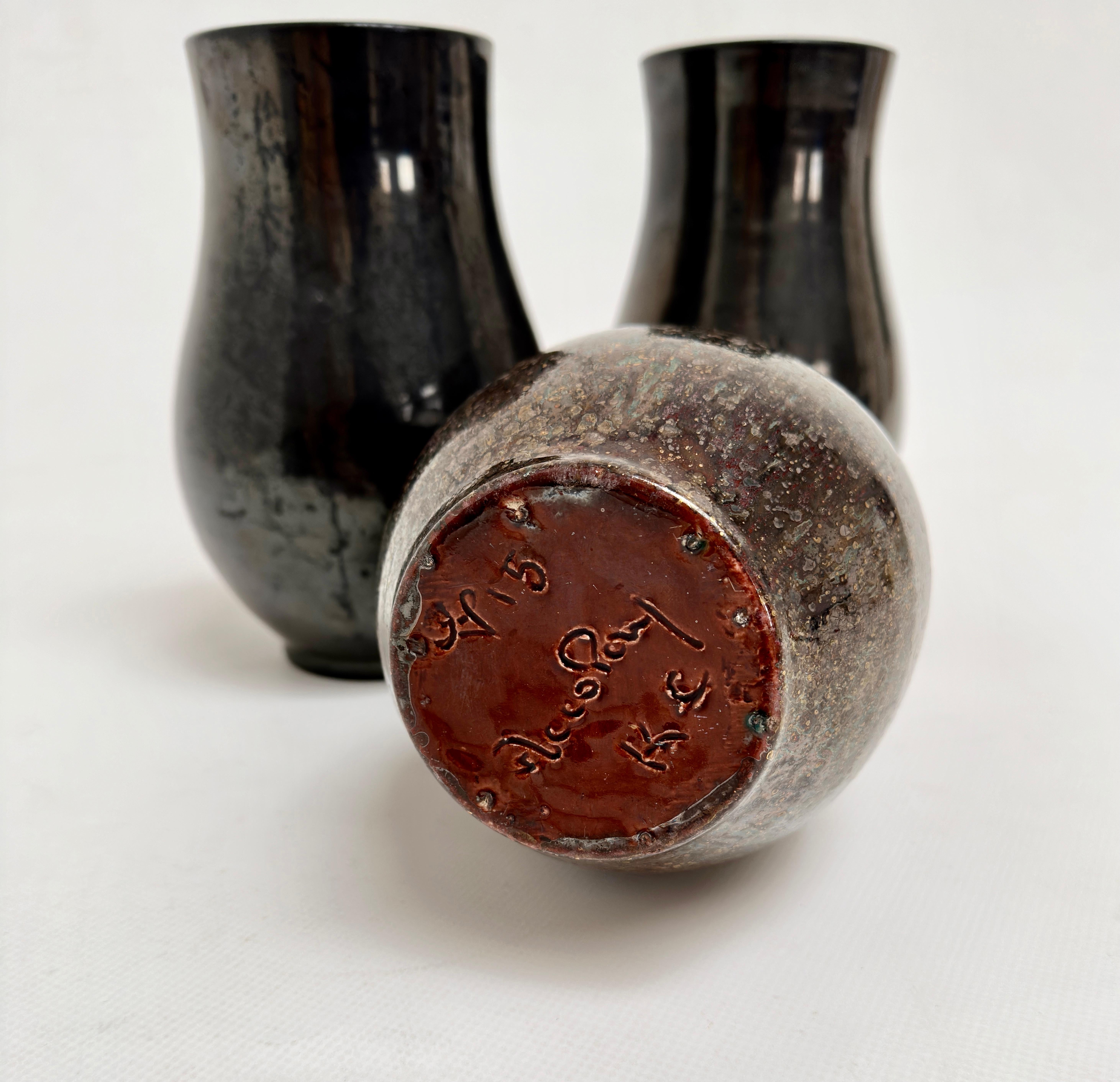French A Set of 3 Vases, Accolay, France c. 1960 For Sale