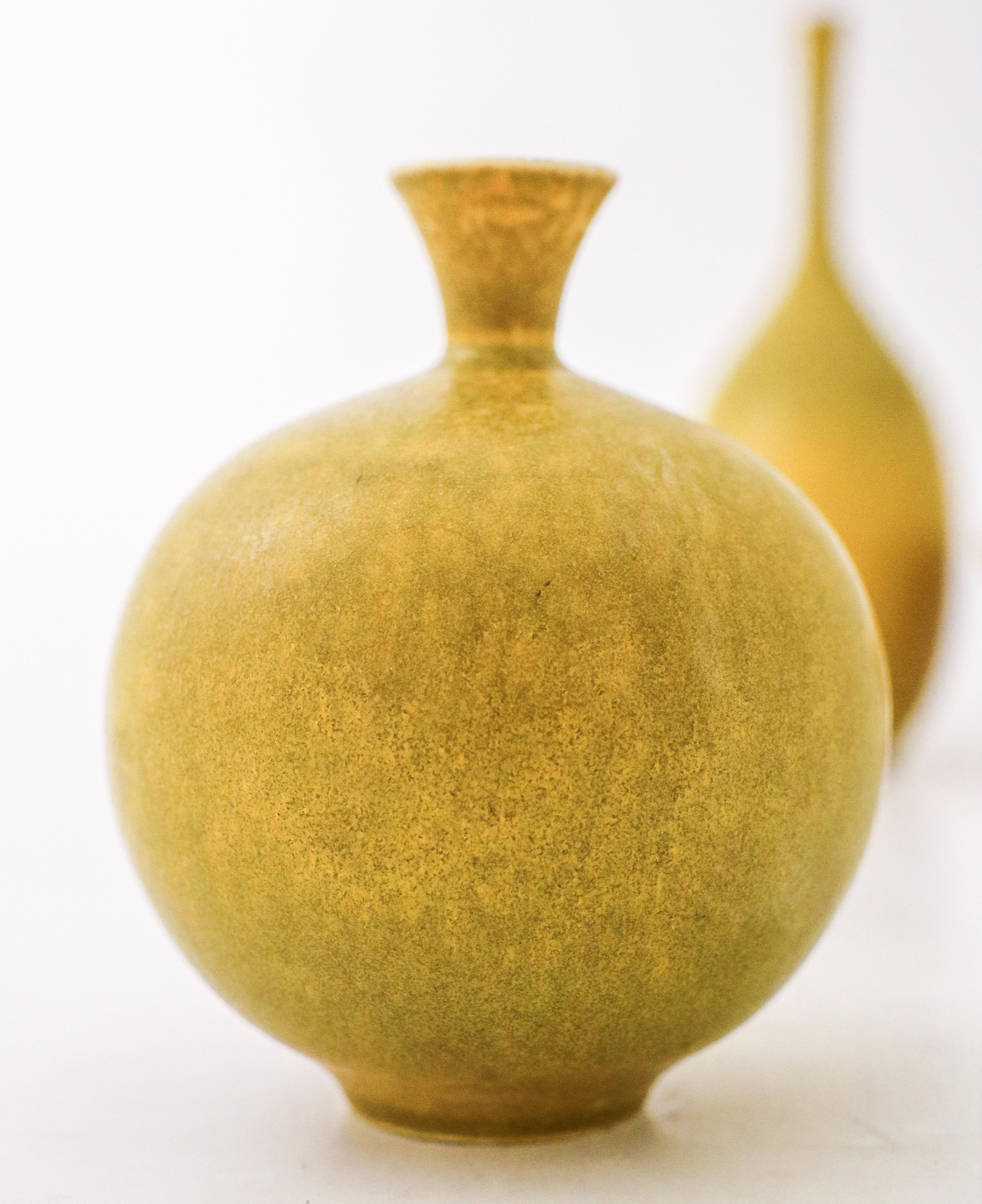 A set of 3 Yellow Ceramic vases & bowl - Sven Wejsfelt Gustavsberg 1990 1