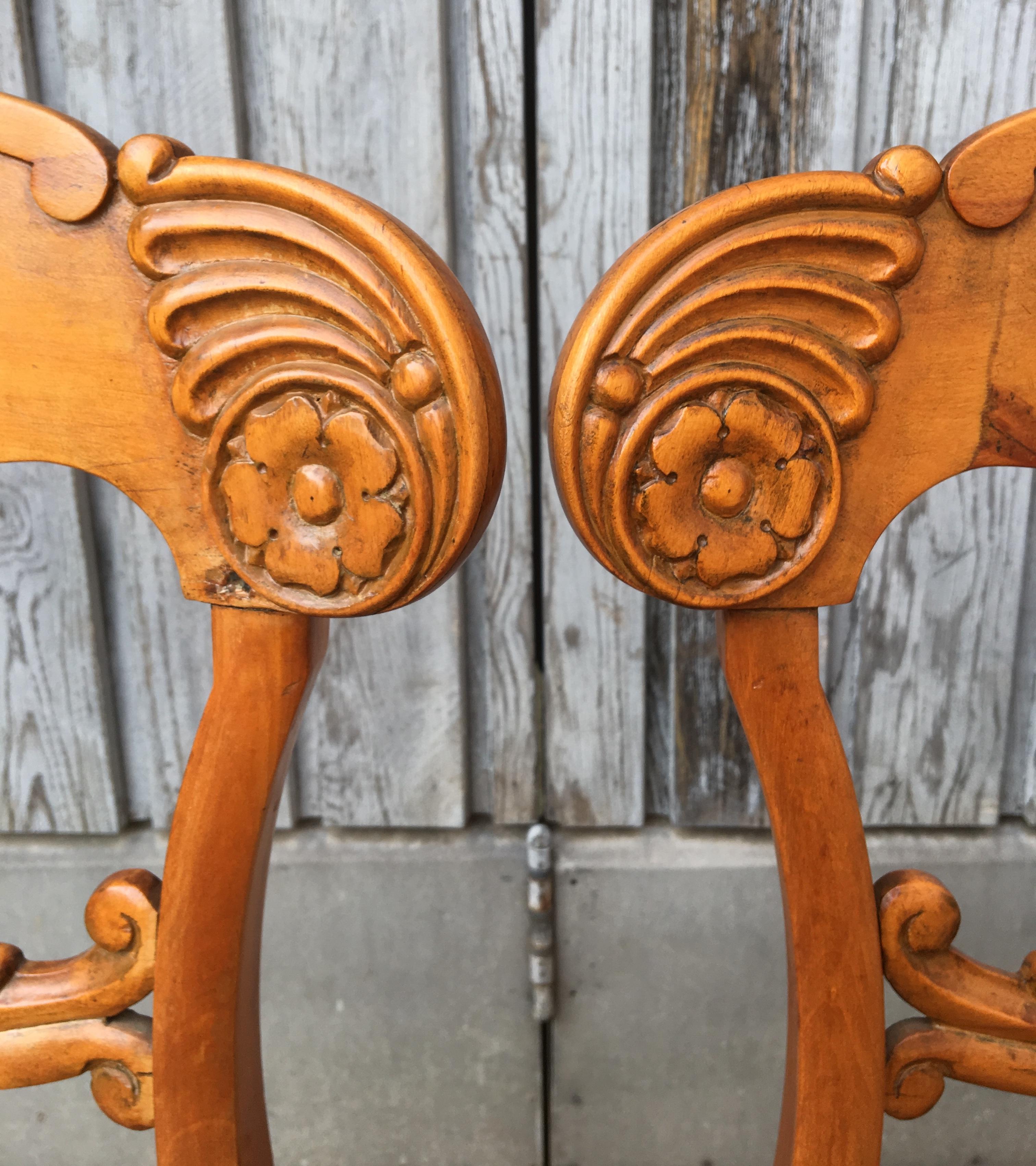 Early 19th Century Set Of Four 19th Century Biedermeier Dining Room Chairs, Sweden For Sale