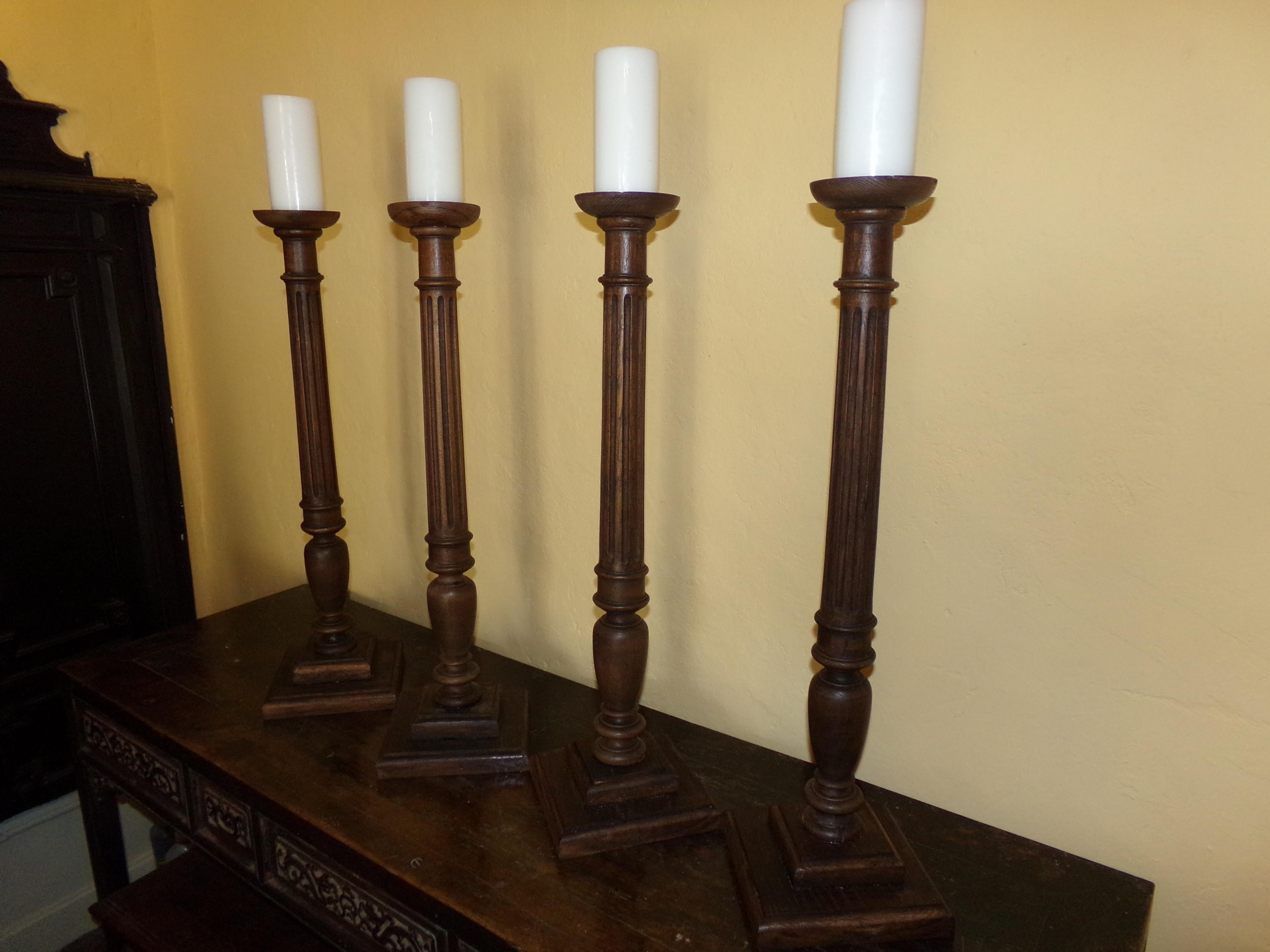 French Set of 4 Candlesticks/ Torchers in the Louis XVI Style, circa 1890 For Sale