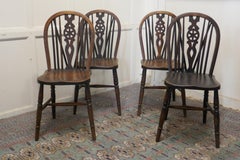 Set of 4 Beech & Elm Wheel Back Windsor Kitchen Dining Chairs