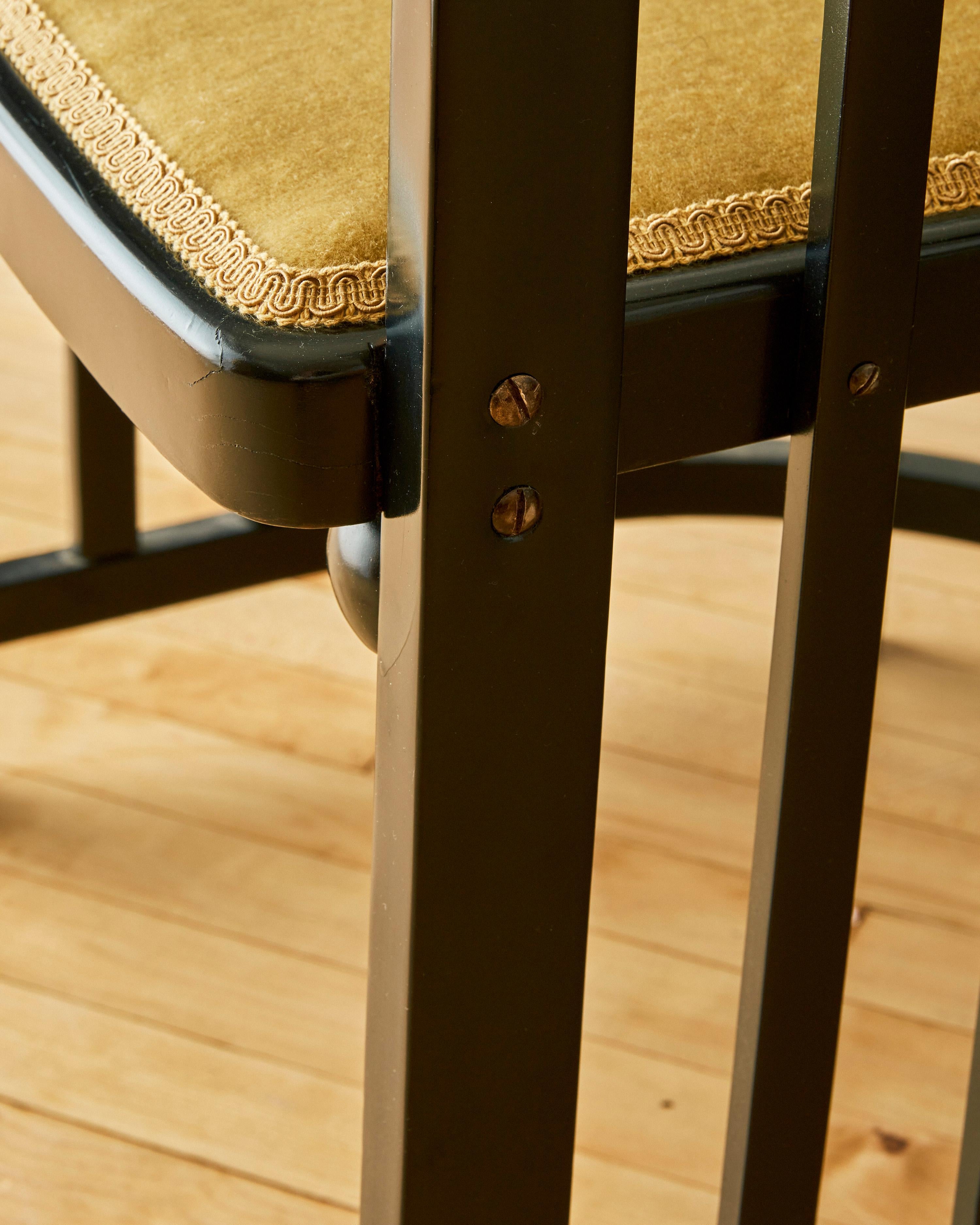 Mohair A Set of 4 Bentwood Barrel Chairs by Josef Hoffman for J & J Kohn