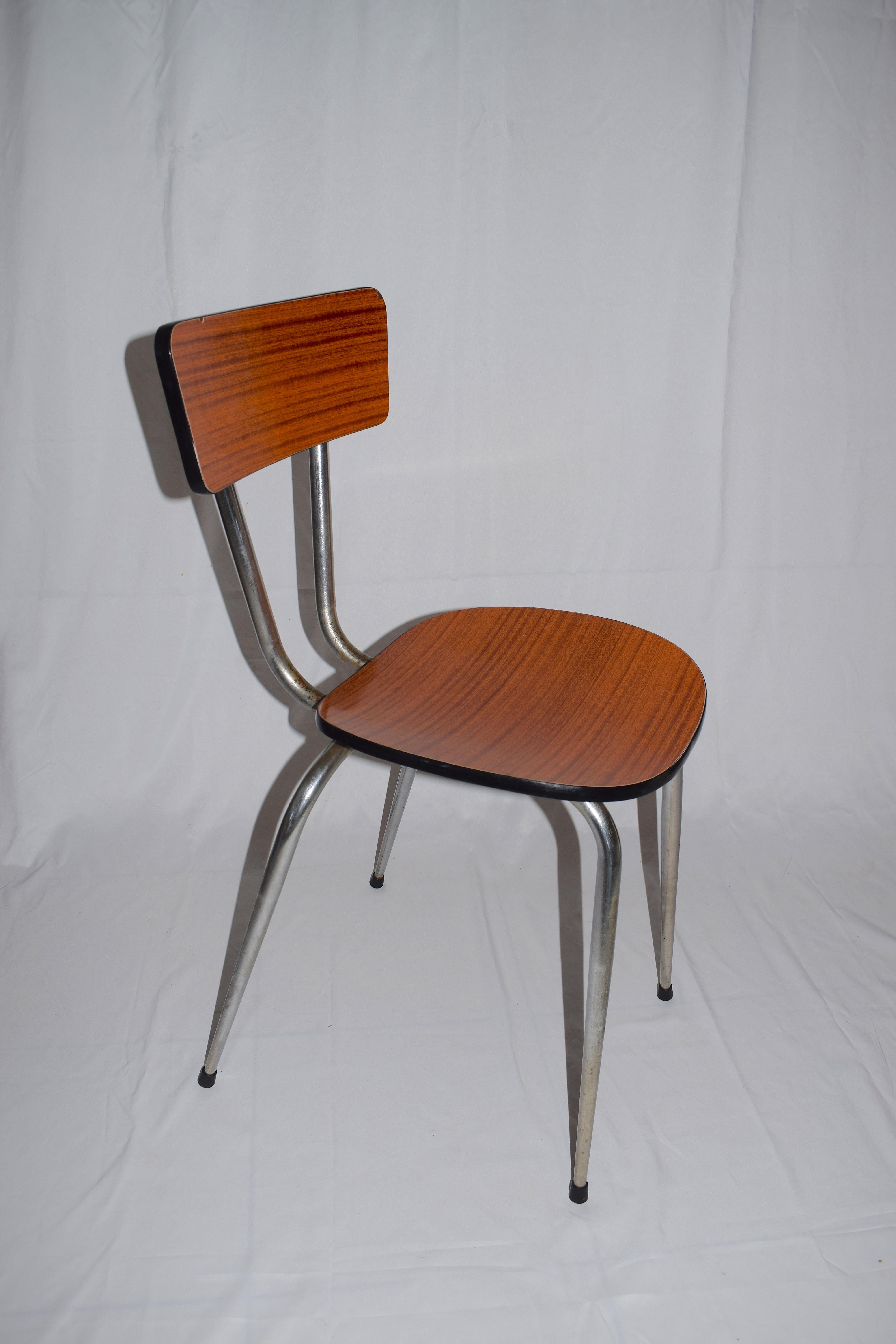 Set of 4 Brown 1950s-1960s Formica Dining Chairs In Good Condition In Vulpellac, Girona