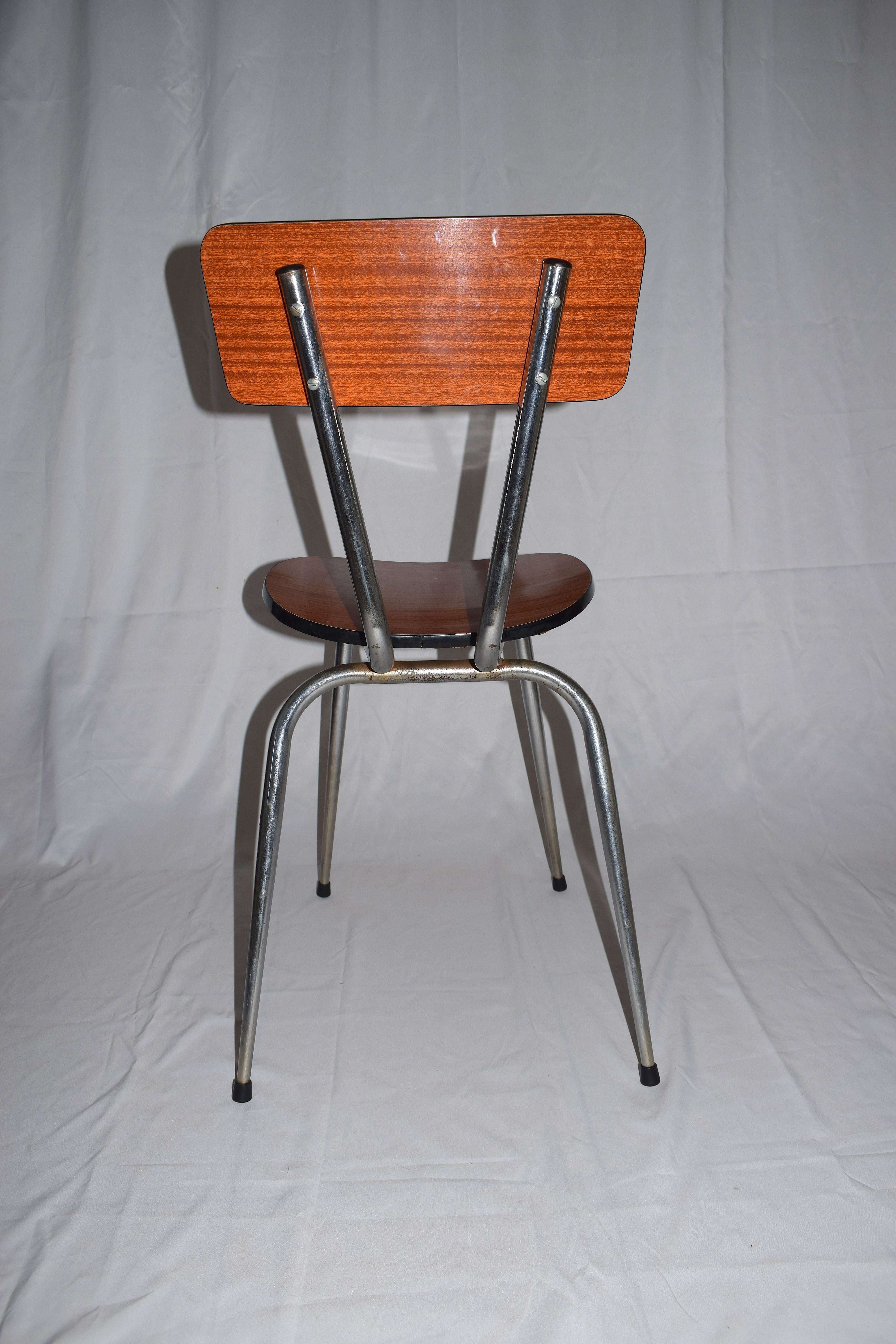 20th Century Set of 4 Brown 1950s-1960s Formica Dining Chairs
