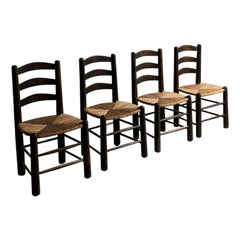 A Set of 4 BRUTALIST RUSTIC MODERN CHAIRS by GEORGES ROBERT, France 1960