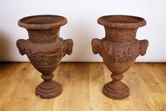 Set of 4 Cast Iron Garden Urns, after the Antique