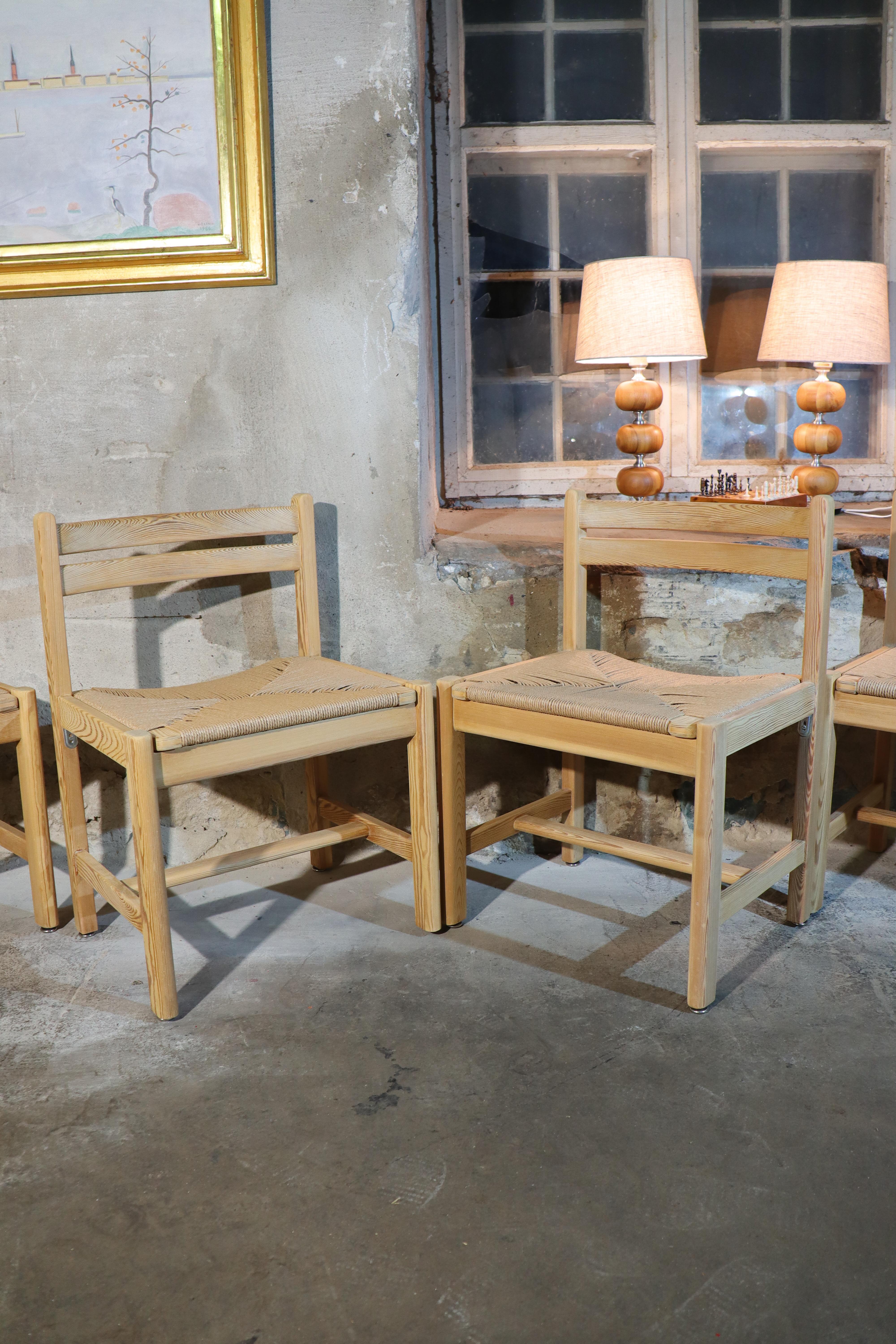 Ensemble de 4 chaises de salle à manger danoises en pin - Borgensen 