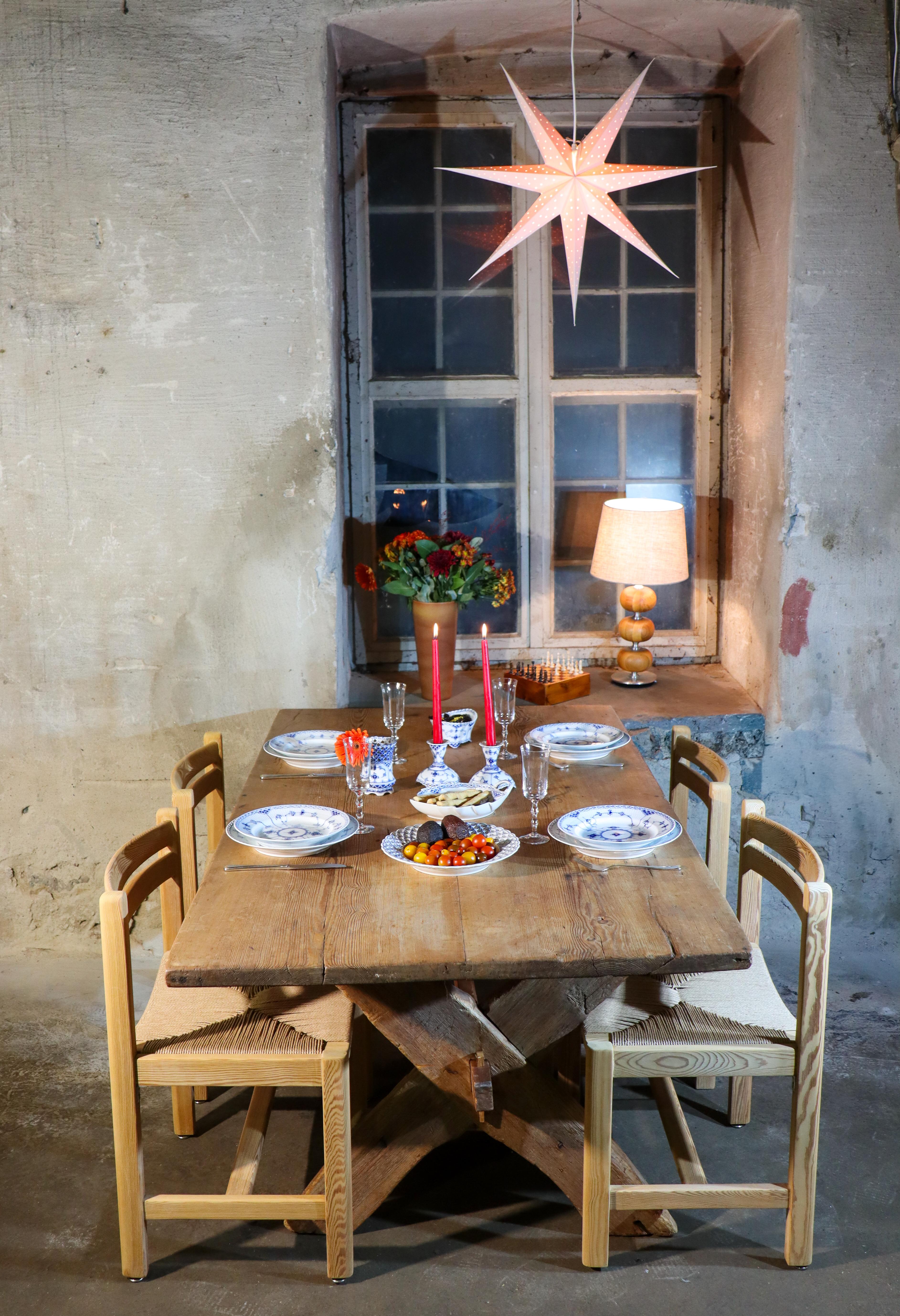 Ensemble de 4 chaises de salle à manger danoises en pin - Borgensen 
