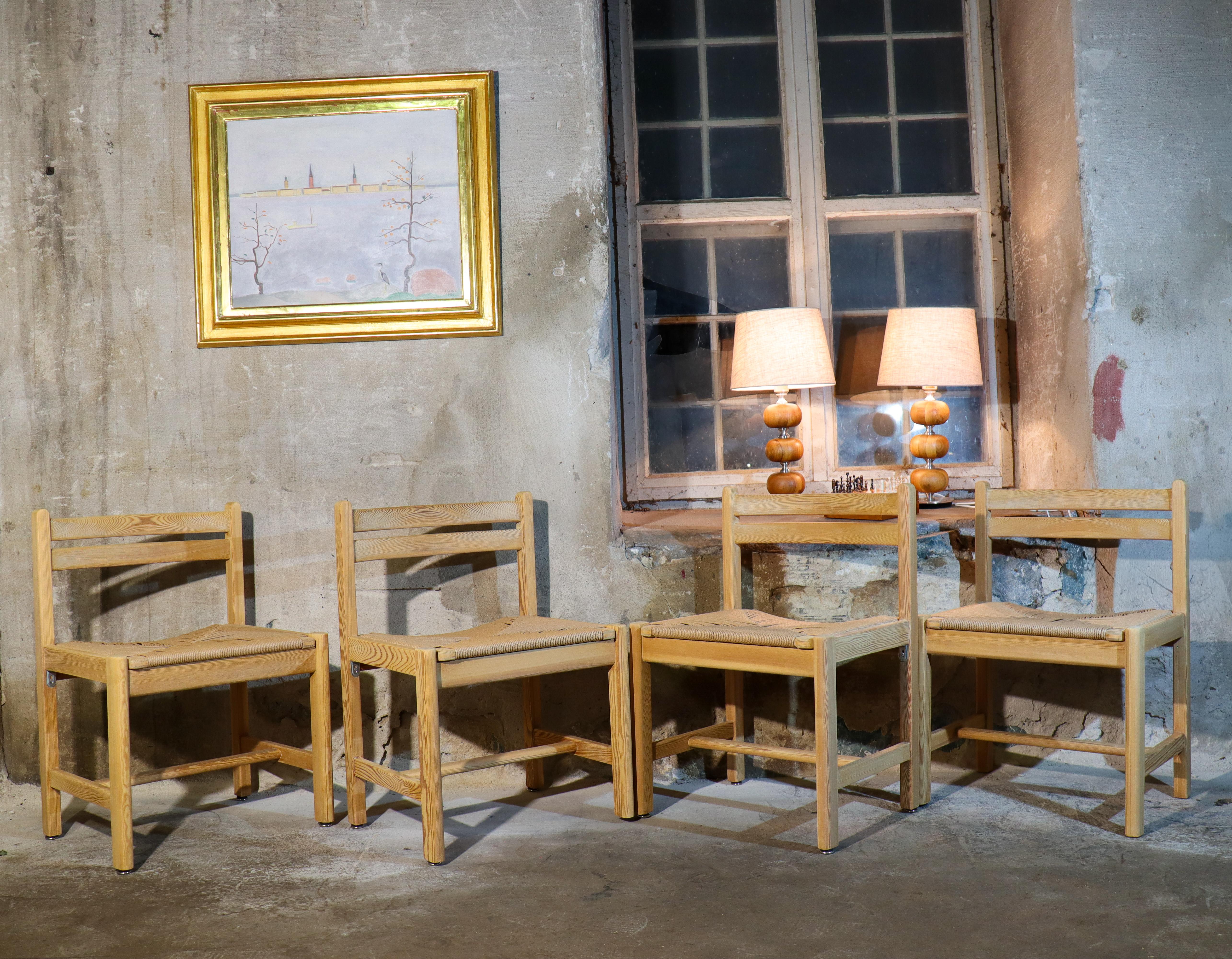 Ensemble de 4 chaises de salle à manger danoises en pin - Borgensen 