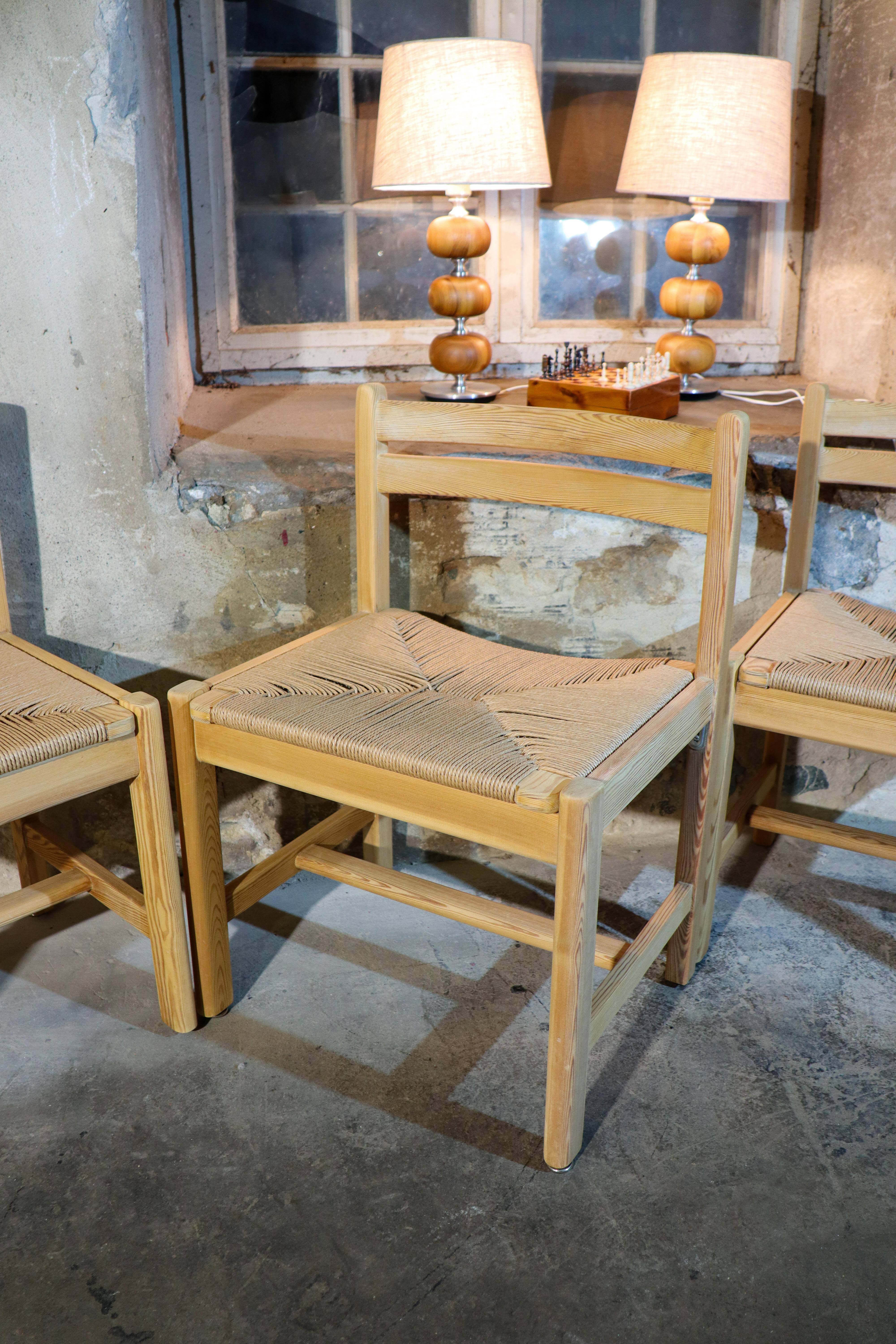 Pin Ensemble de 4 chaises de salle à manger danoises en pin - Borgensen 