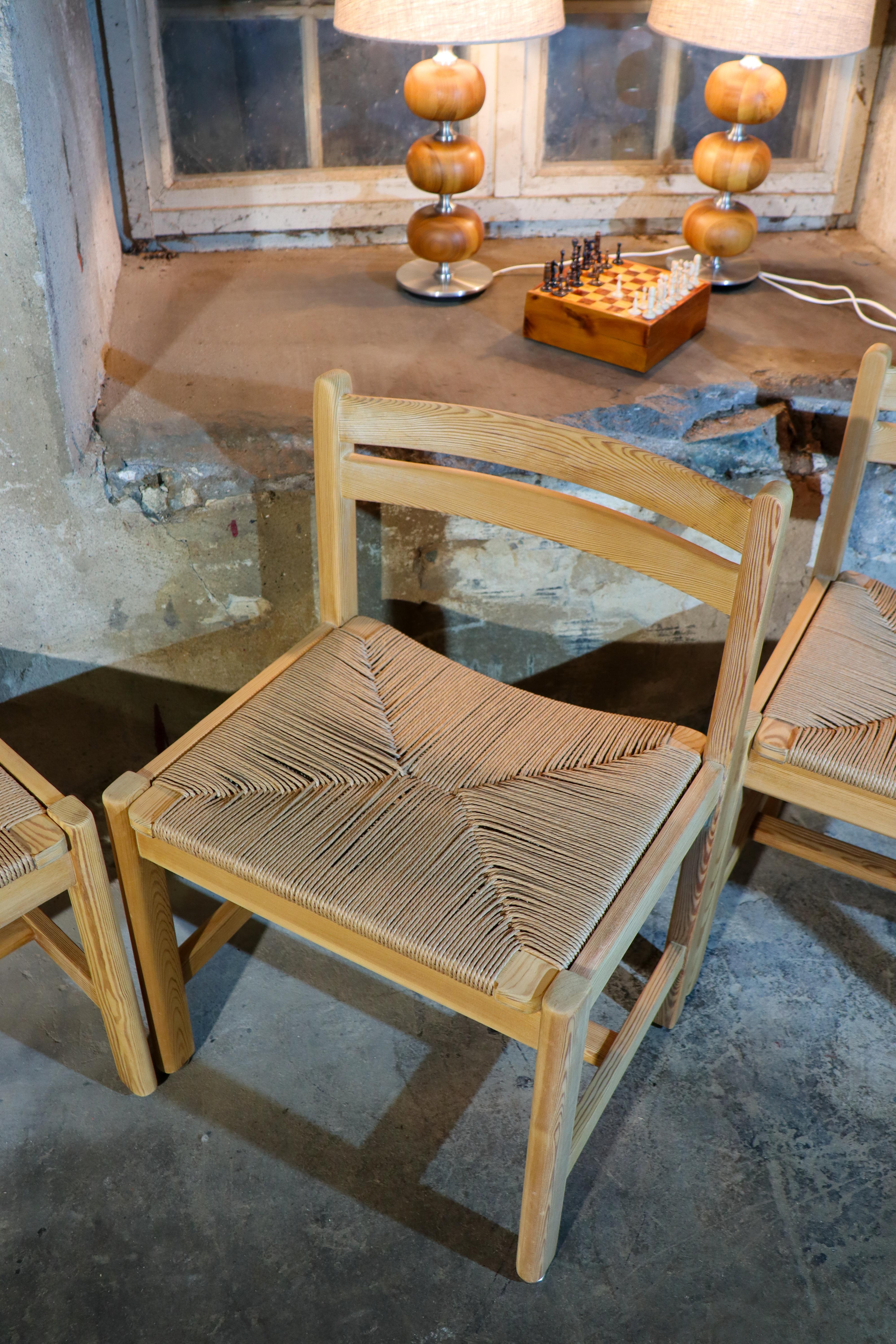 Ensemble de 4 chaises de salle à manger danoises en pin - Borgensen 