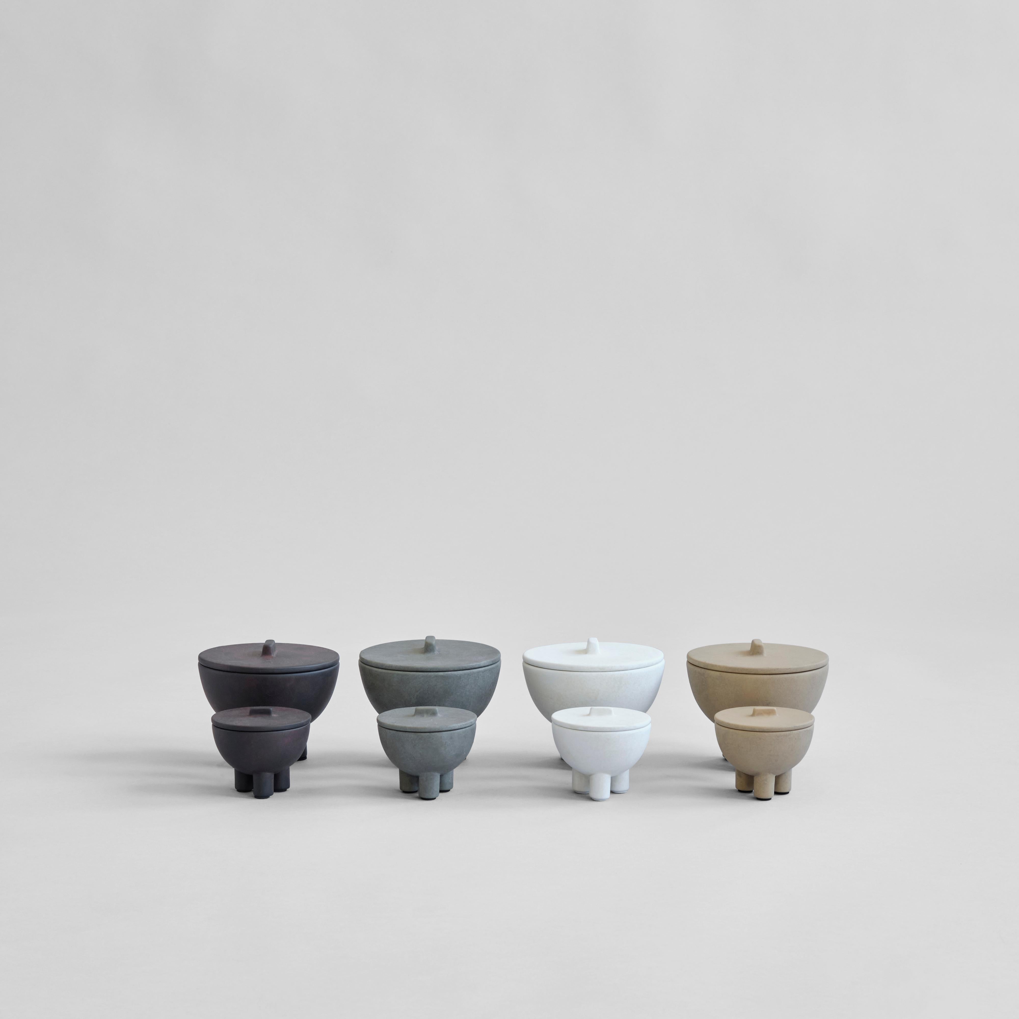 Ceramic Set of 4 Dark Grey Duck Jar Medio by 101 Copenhagen