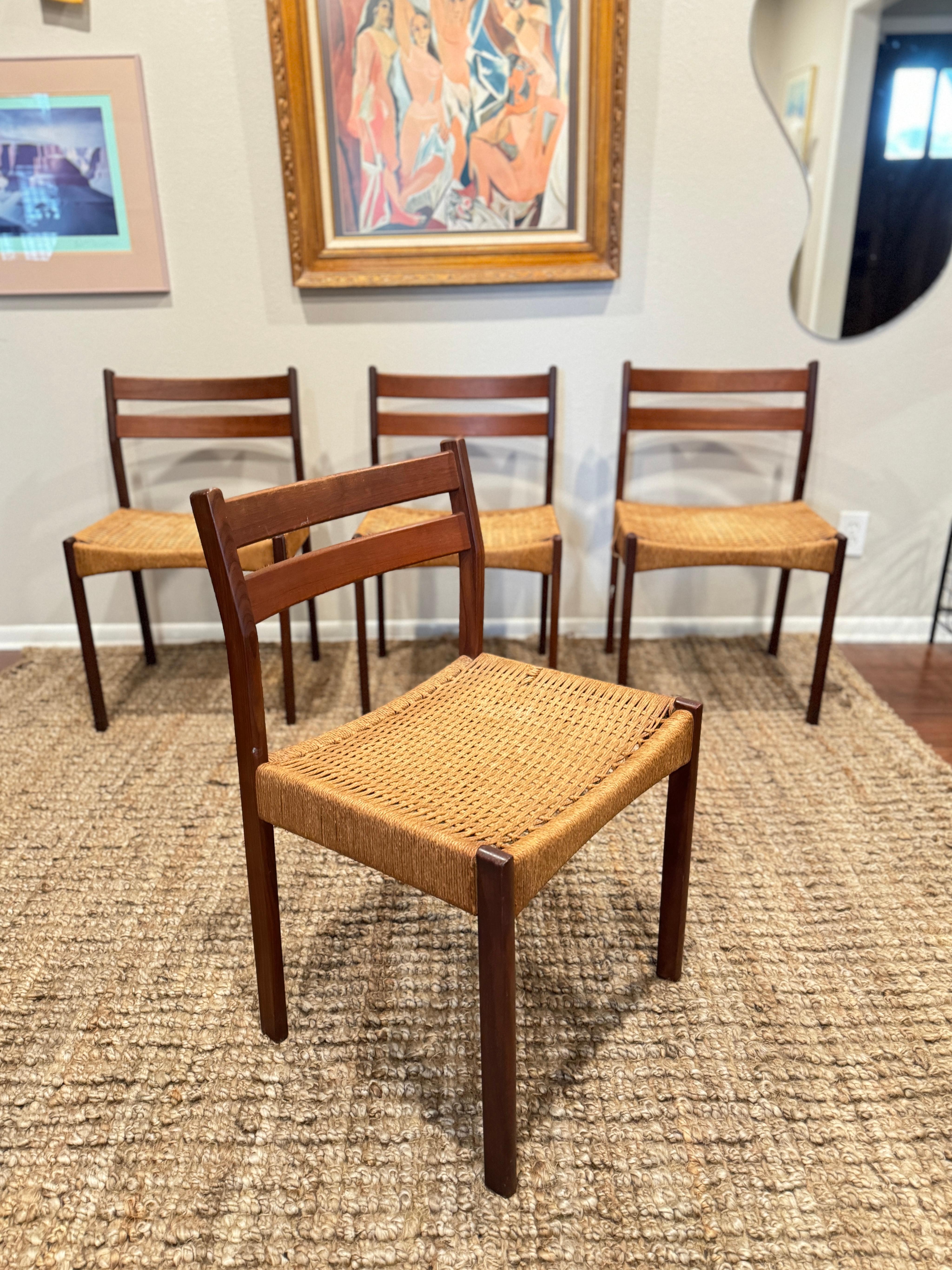 Unknown a set of 4 dining chairs designed by Arne Hovmand Olsen, produced by Mogens Kold For Sale