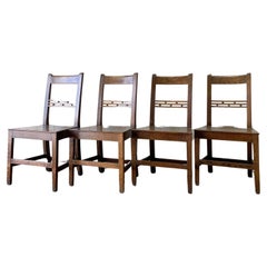 A Set of 4 English Oak and Elm Georgian Chairs c1800