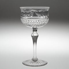 Set of 4 Engraved Lead Crystal Champagne Coupes, circa 1910