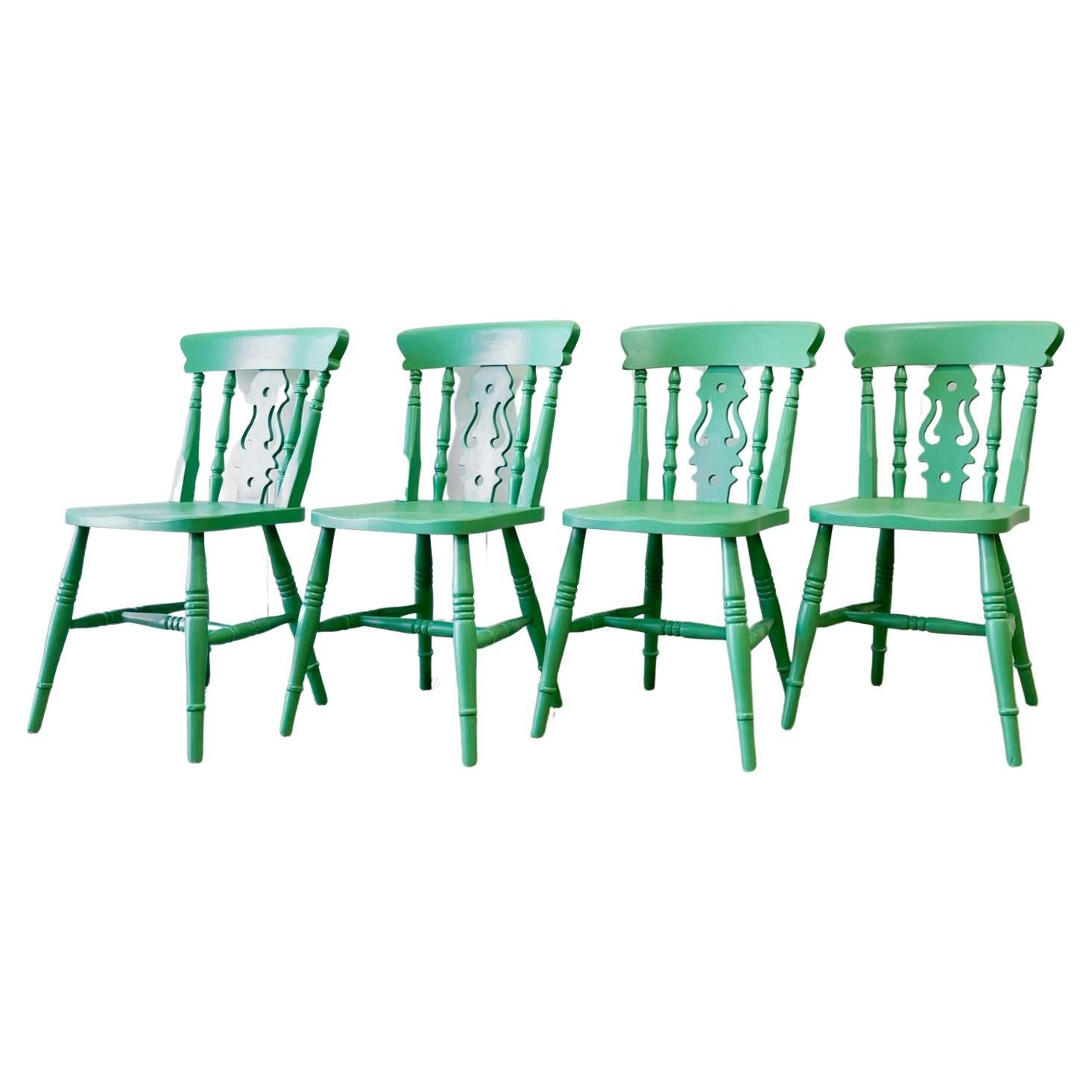 A Set of 4 Fiddleback Chairs For Sale