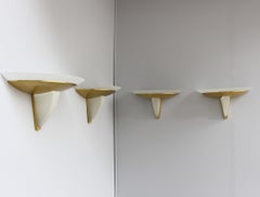 Set of 4 Fine French Art Deco Brass and Frosted Glass by Perzel