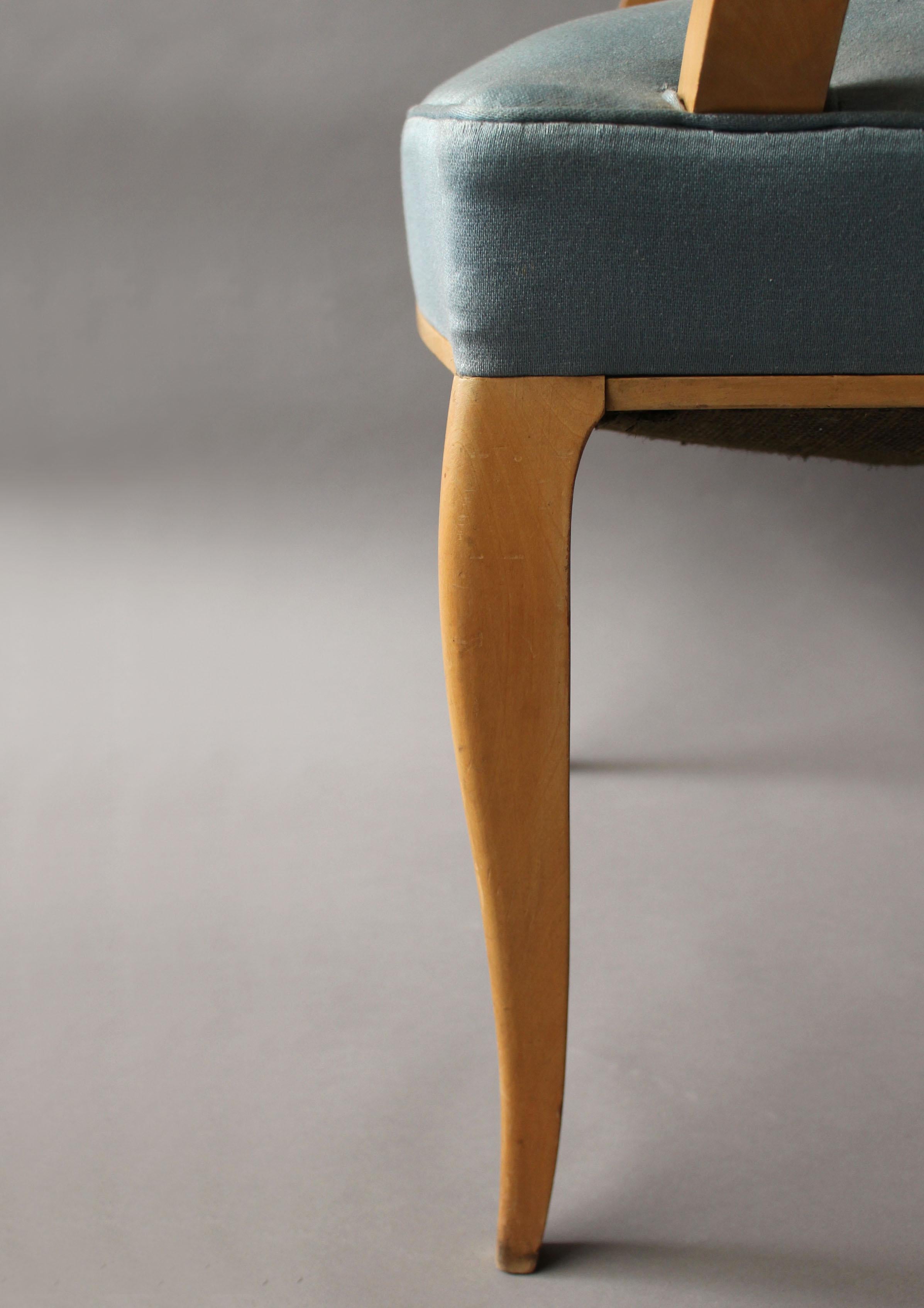 Un set di 4 poltrone in sicomoro Art Déco francese di pregio in vendita 5