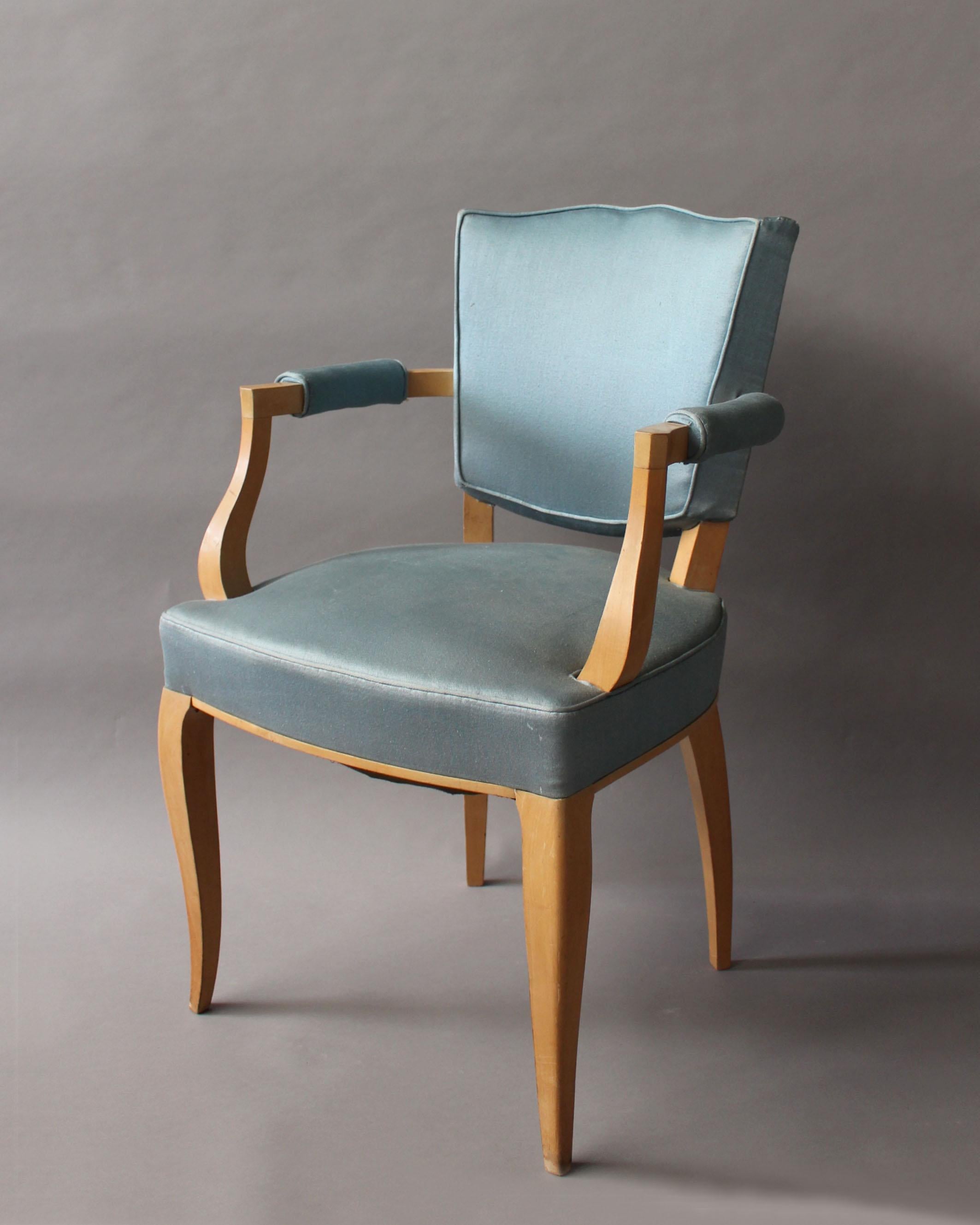 Francese Un set di 4 poltrone in sicomoro Art Déco francese di pregio in vendita