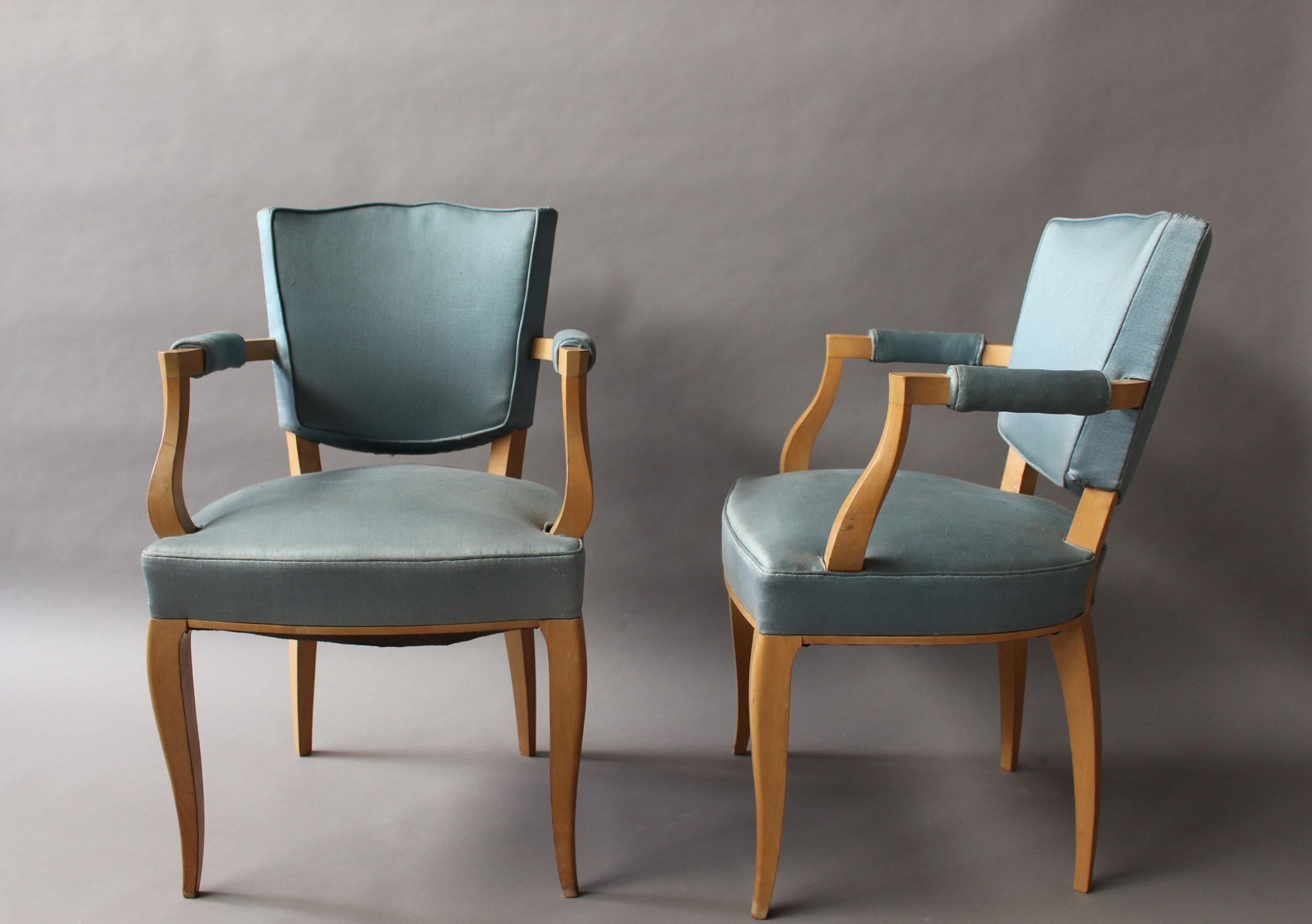 Set aus 4 feinen französischen Art-Déco-Sesseln aus Bergahornholz (Art déco) im Angebot