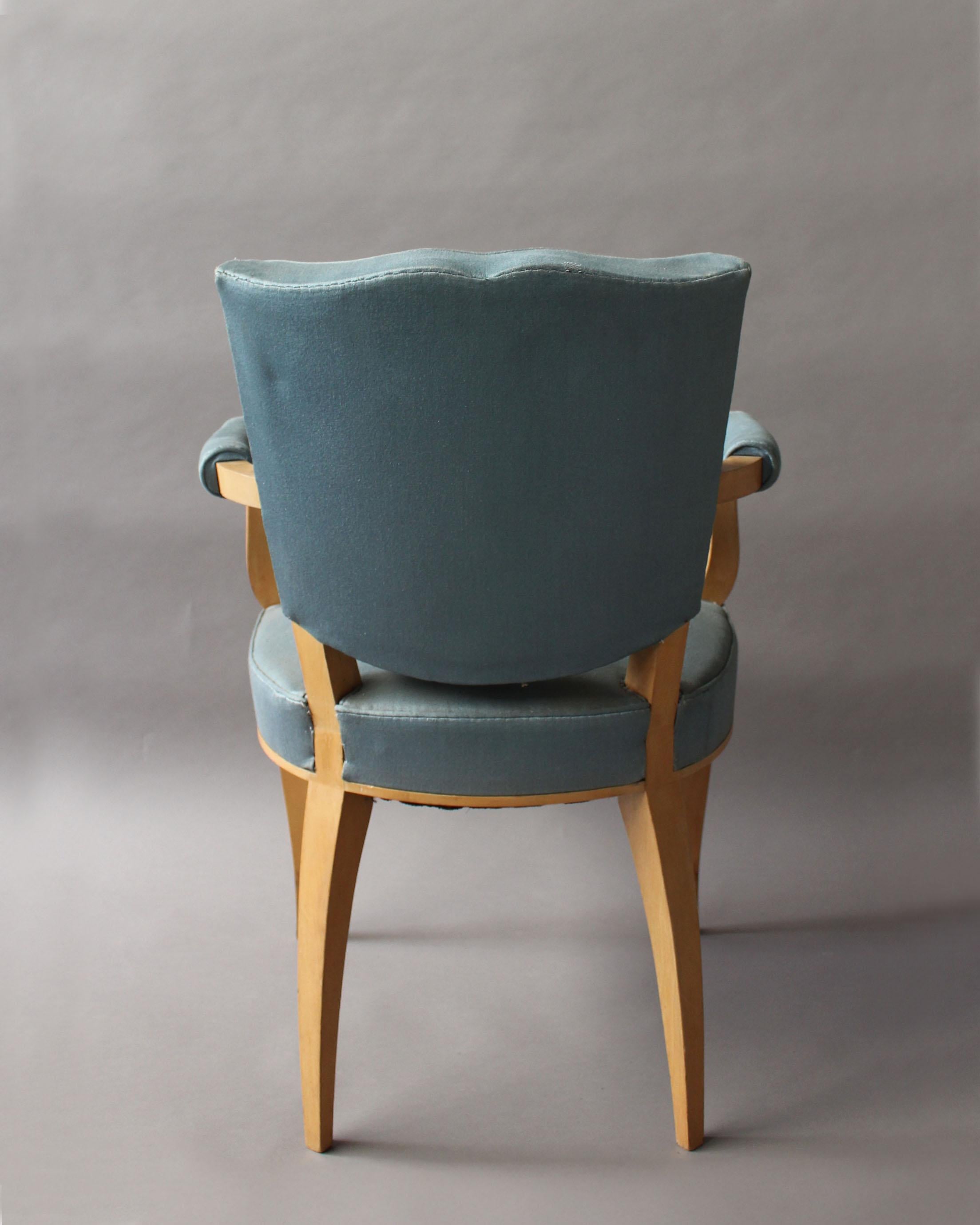 Sicomoro Un set di 4 poltrone in sicomoro Art Déco francese di pregio in vendita