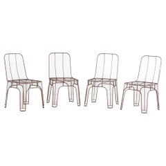 Vintage A set of 4 French iron side chairs, C. 1980.
