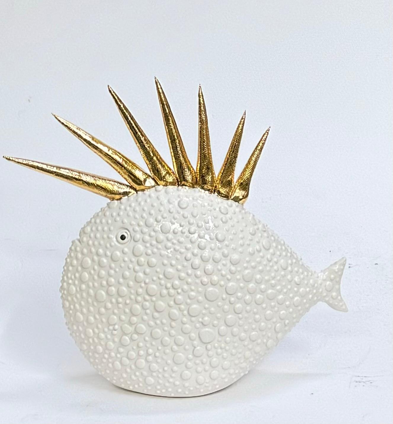 Italiano Un set di 4 pesci d'oro fatti a mano in Italia, in ceramica. Scegli quelli o cambia colore! in vendita