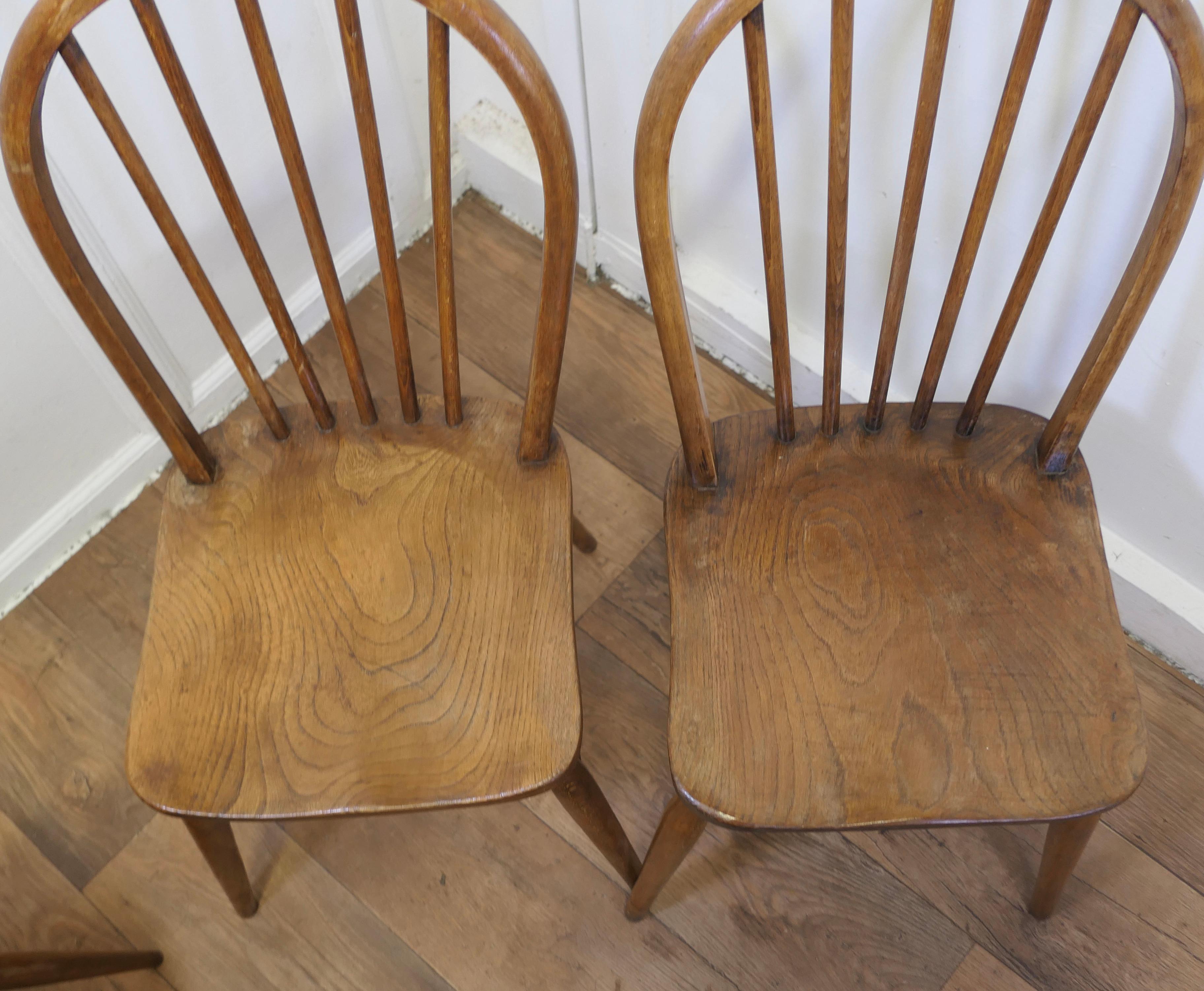 A Set of 4 Golden Beech and Elm Windsor Country Dining Chairs    2