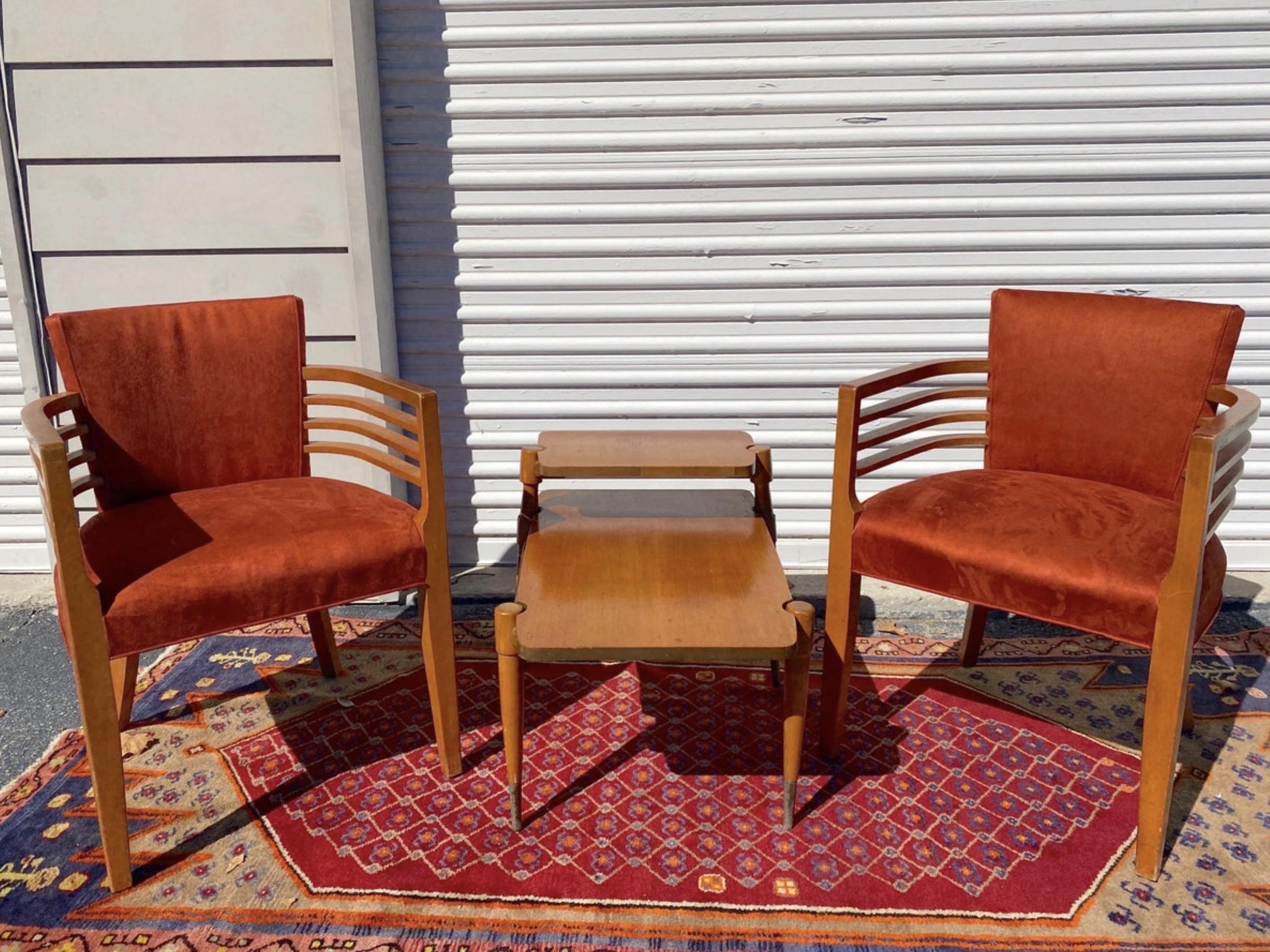 This listing is for 4 amazing and dramatic 4 arm rung Art Deco style arm chairs. set of four dining armchairs made by Spinneybeck for Knoll. The chairs are made in a sculptural Art Deco modern style from hardwood frames They have been upholstered in