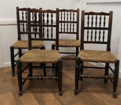 A Set of 4 Lancashire Spindle Back Farmhouse Kitchen Dining Chairs