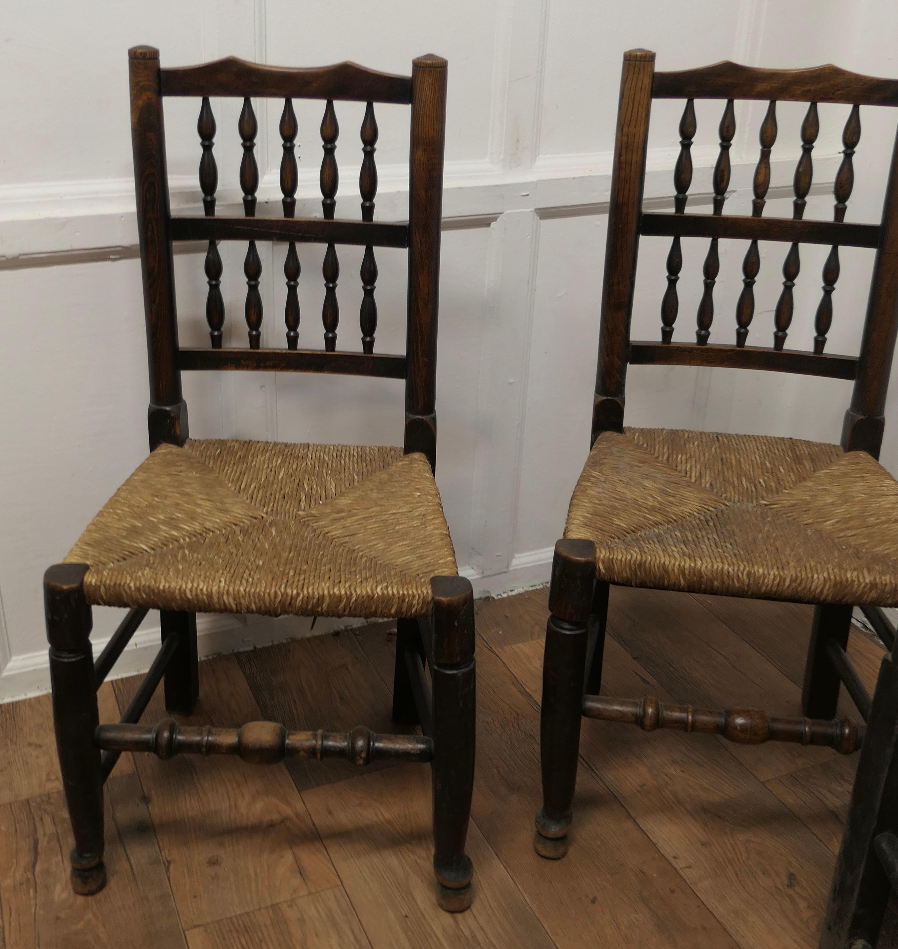 A Set of 4 Lancashire Spindle Back Farmhouse Kitchen Dining Chairs   For Sale 2