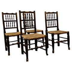 A Set of 4 Lancashire Spindle Back Farmhouse Kitchen Dining Chairs