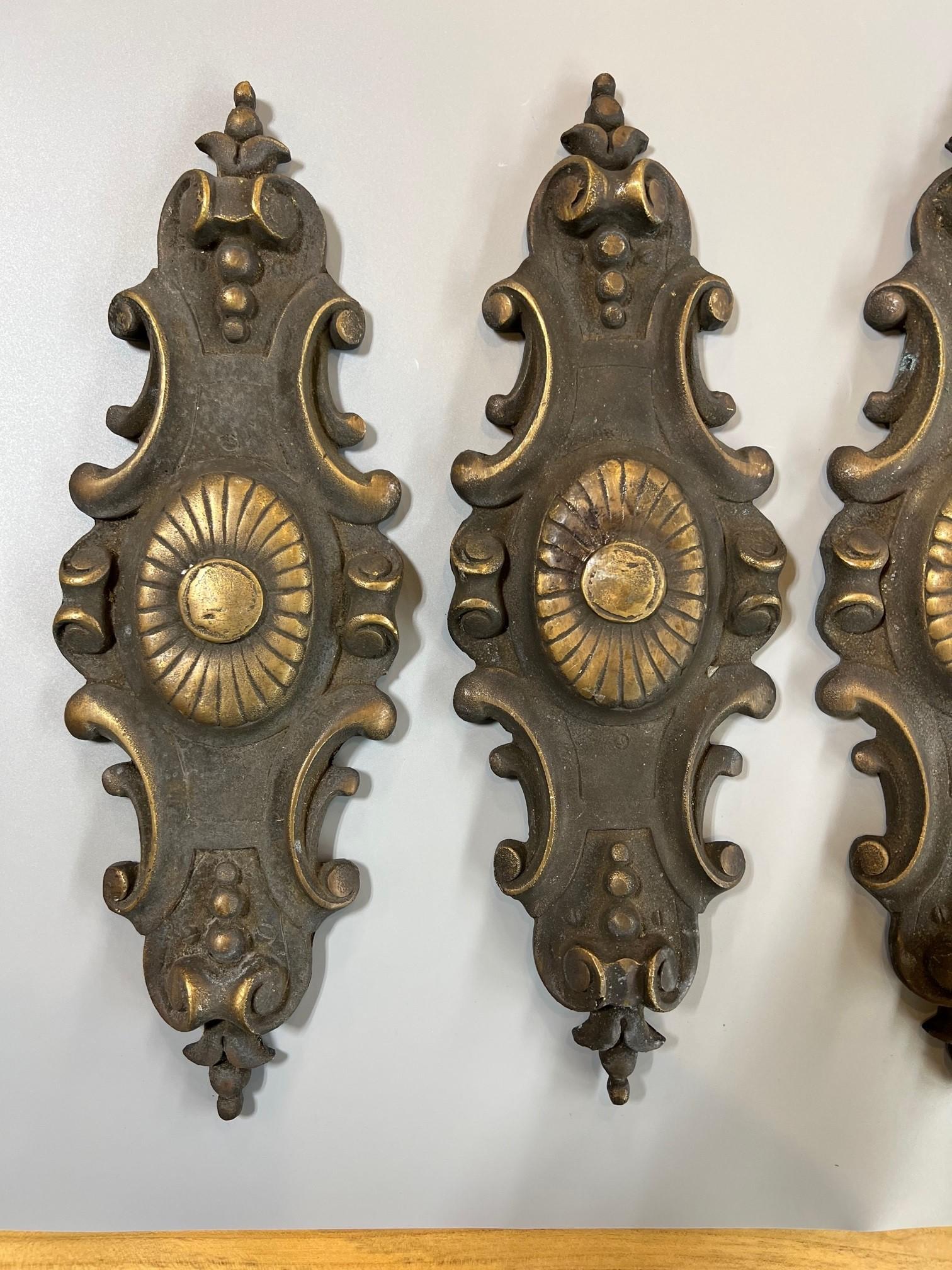 A Set of 4 Large Antique Cast Bronze Plaques  In Good Condition For Sale In Stamford, CT