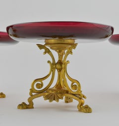 Satz von 4 Dessertständern aus Ormolu-Rubinglas des späten 19.