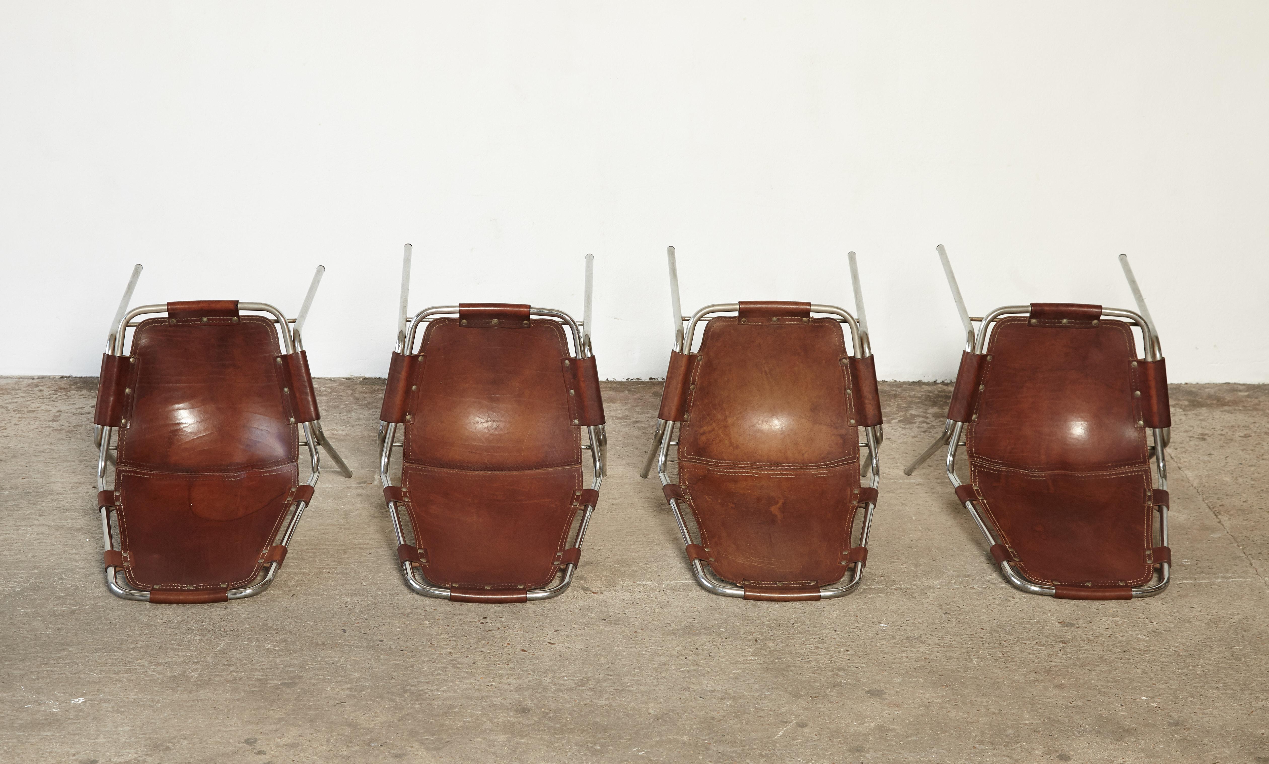 Set of 4 'Les Arcs' Chairs Selected by Charlotte Perriand, 1970s 3