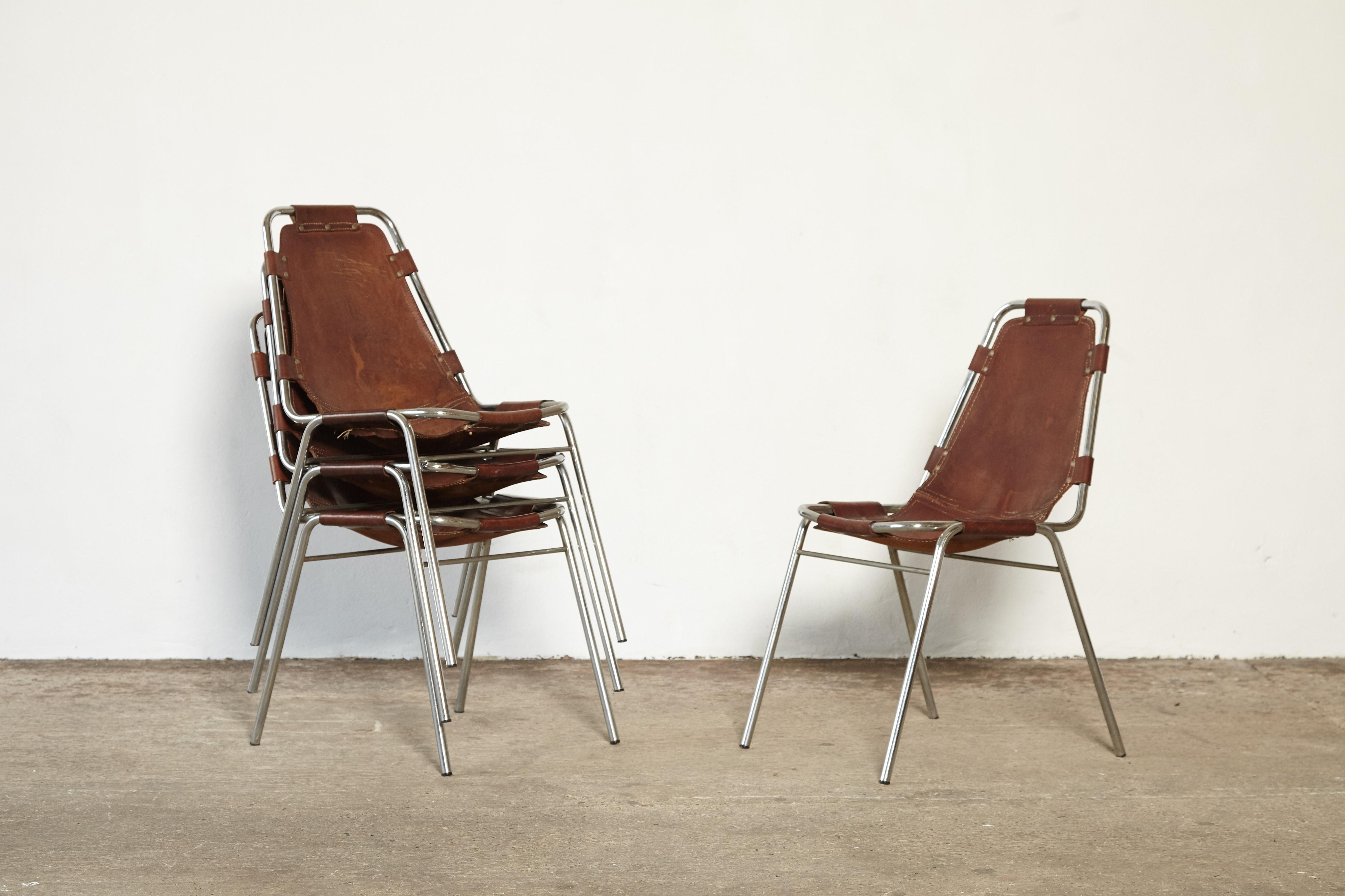 Mid-Century Modern Set of 4 'Les Arcs' Chairs Selected by Charlotte Perriand, 1970s