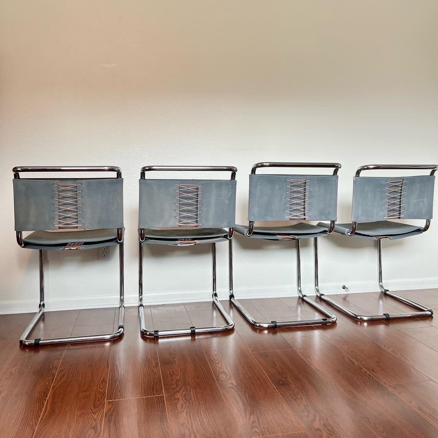 A set of 4 Marcel Breuer B33 dining chairs by Gavina from the 1950s 4