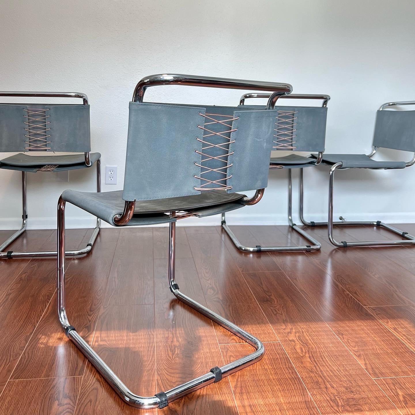 A set of 4 Marcel Breuer B33 dining chairs by Gavina from the 1950s 6