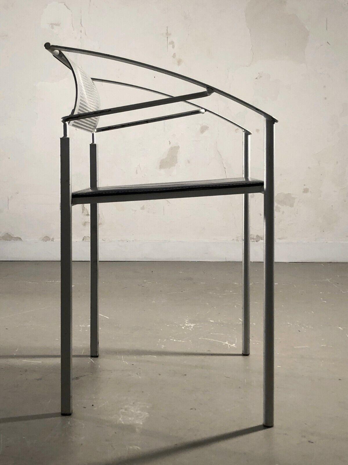 Cuir Ensemble de 4 chaises MEMPHIS POST-MODERN d'EMILIO NANNI pour FLY-LINE, Italie 1980 en vente