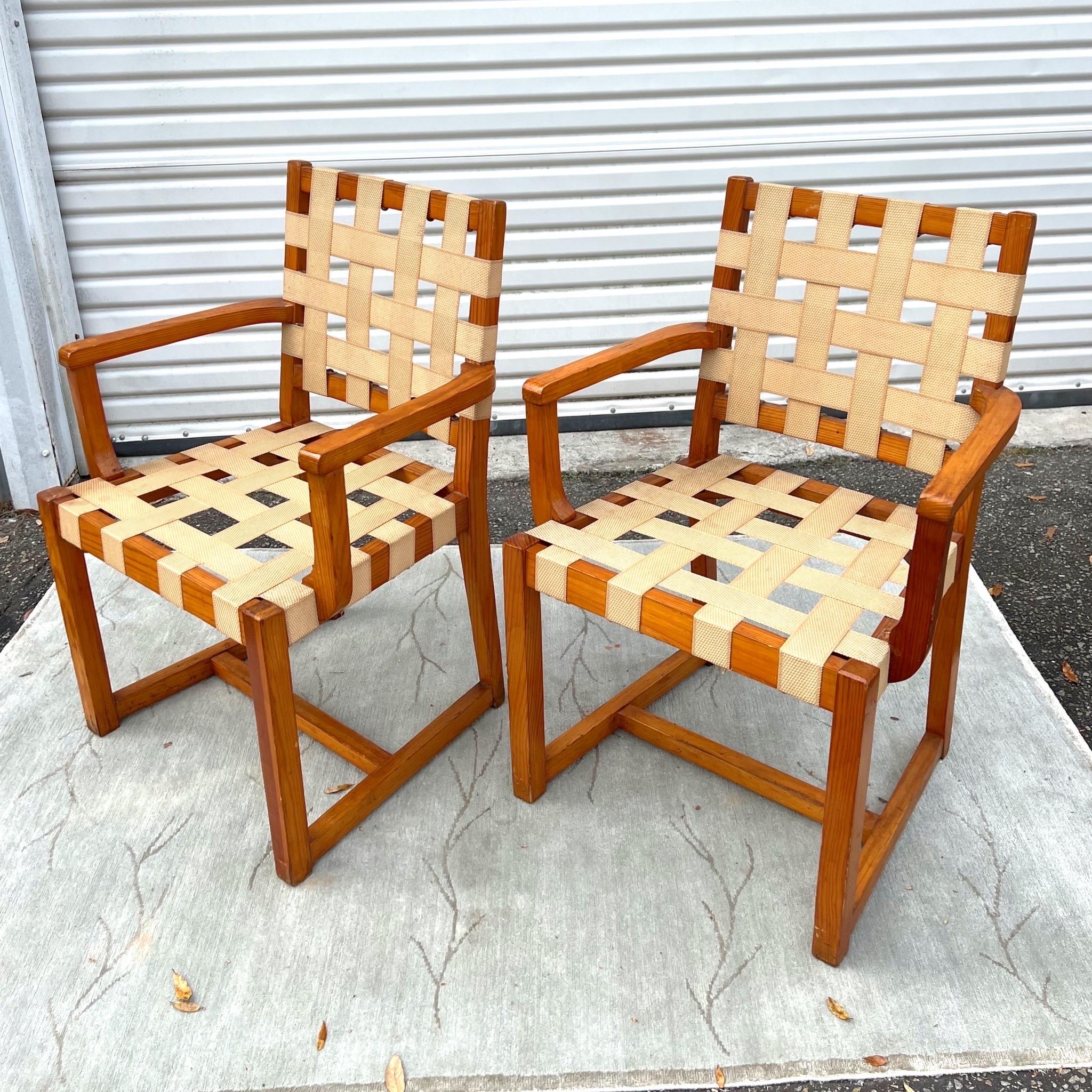 20th Century Set of 4 Midcentury Mexican Woven Arm Chairs by Michael van Beuren