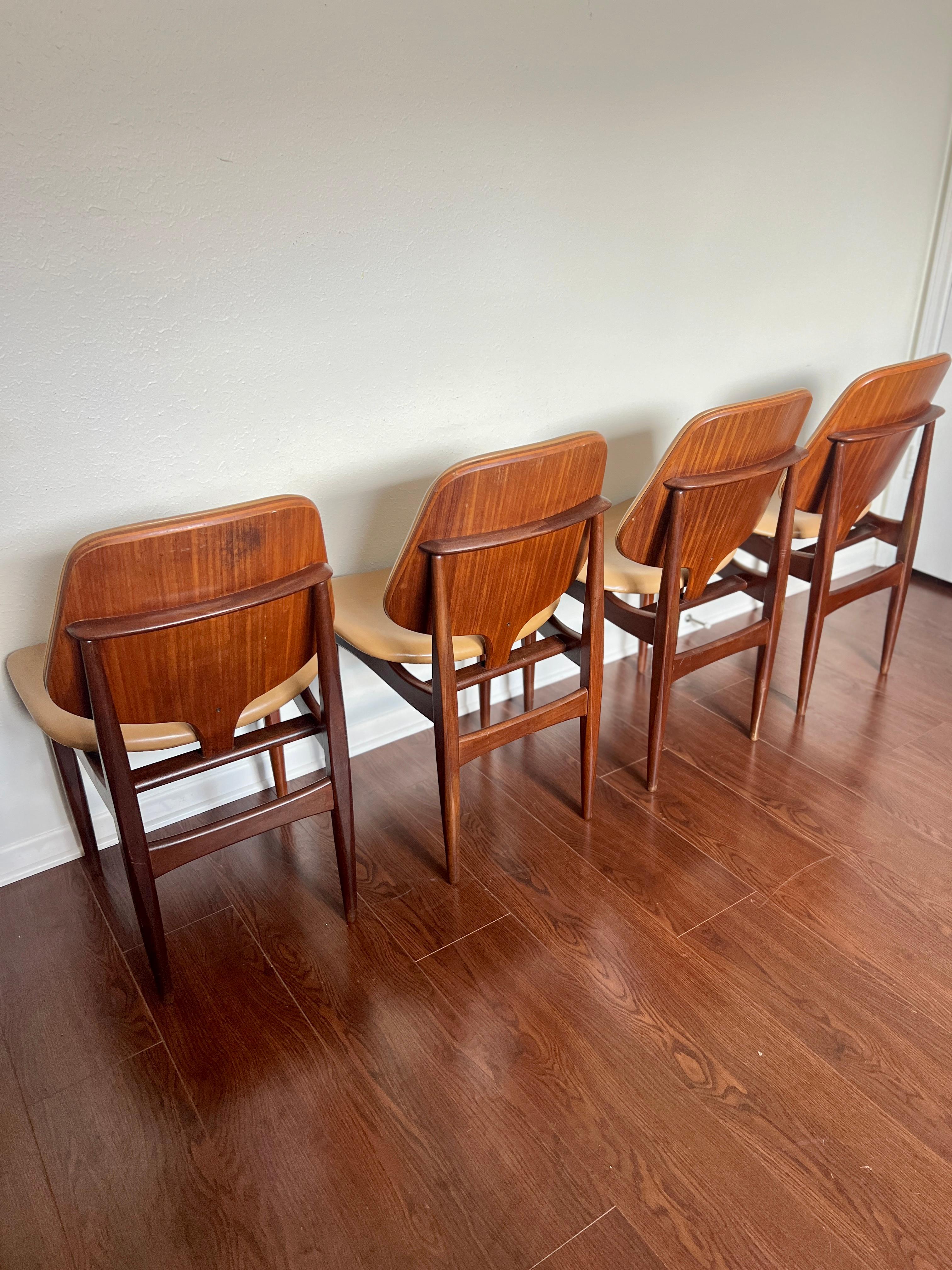 Teak A set of 4 mid century modern dining chairs by Elliots of Newbury