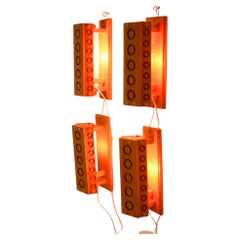 Scandinavian modern sconces. A set of 4 Mid-century modern Pine wood wall lights