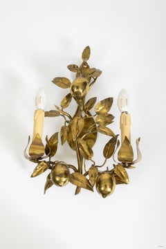 A set of 4 midcentuty brass sculptural lemon sconces, attr. Maison Roche
