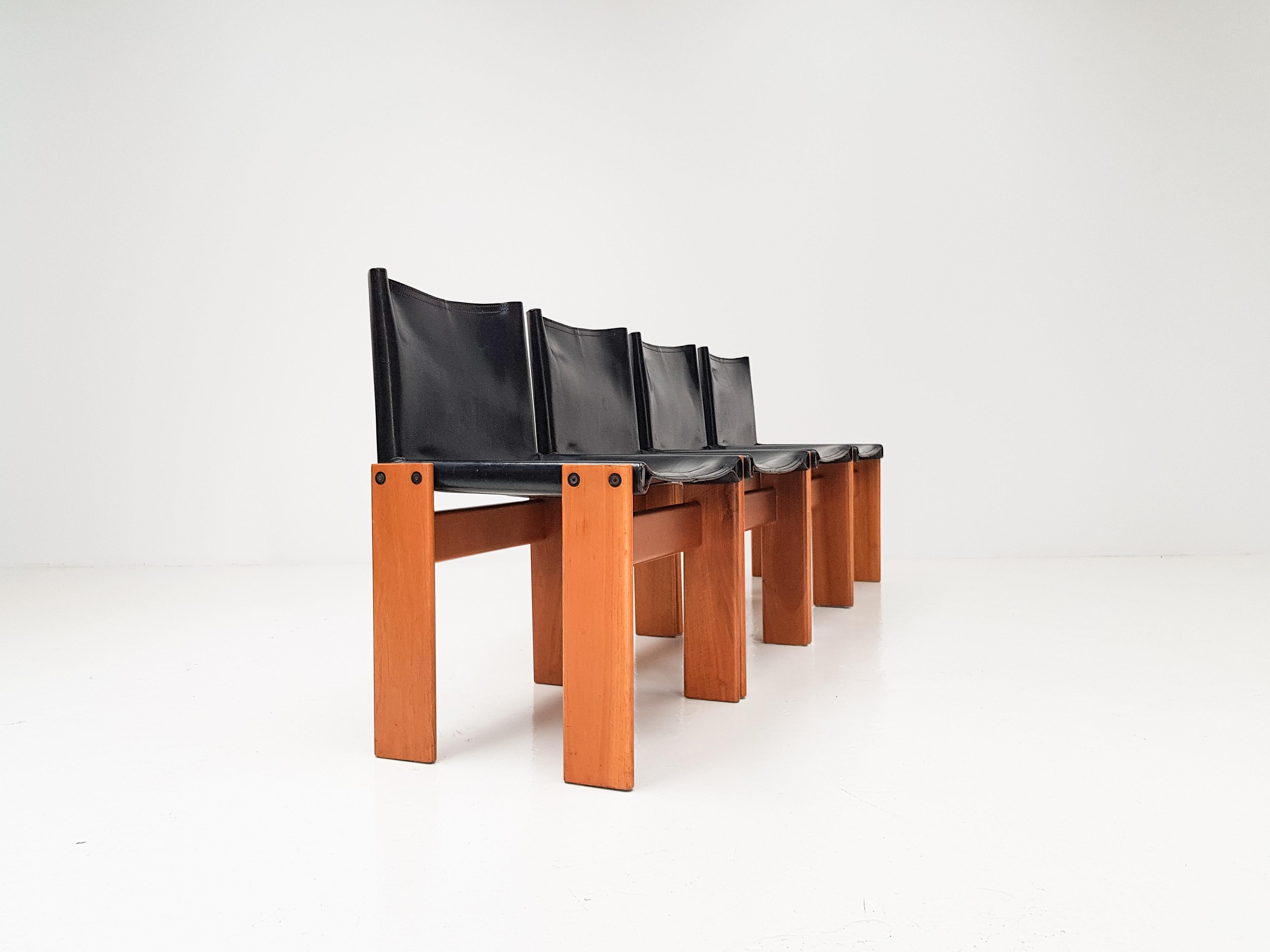 Set of 4 'Monk' Dining Chairs by Afra & Tobia Scarpa for Molteni, Italy, 1974 3