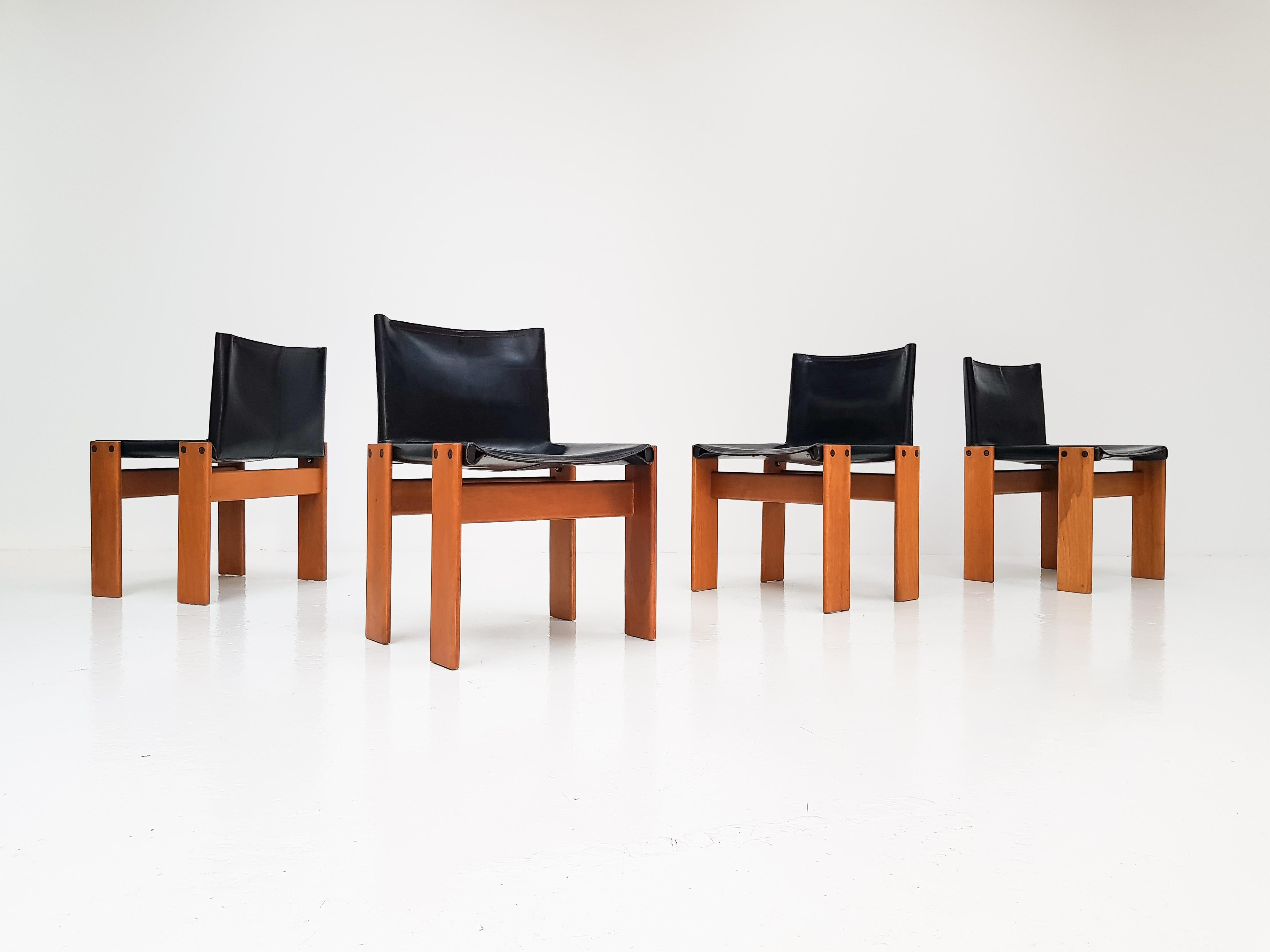 Set of 4 'Monk' Dining Chairs by Afra & Tobia Scarpa for Molteni, Italy, 1974 5