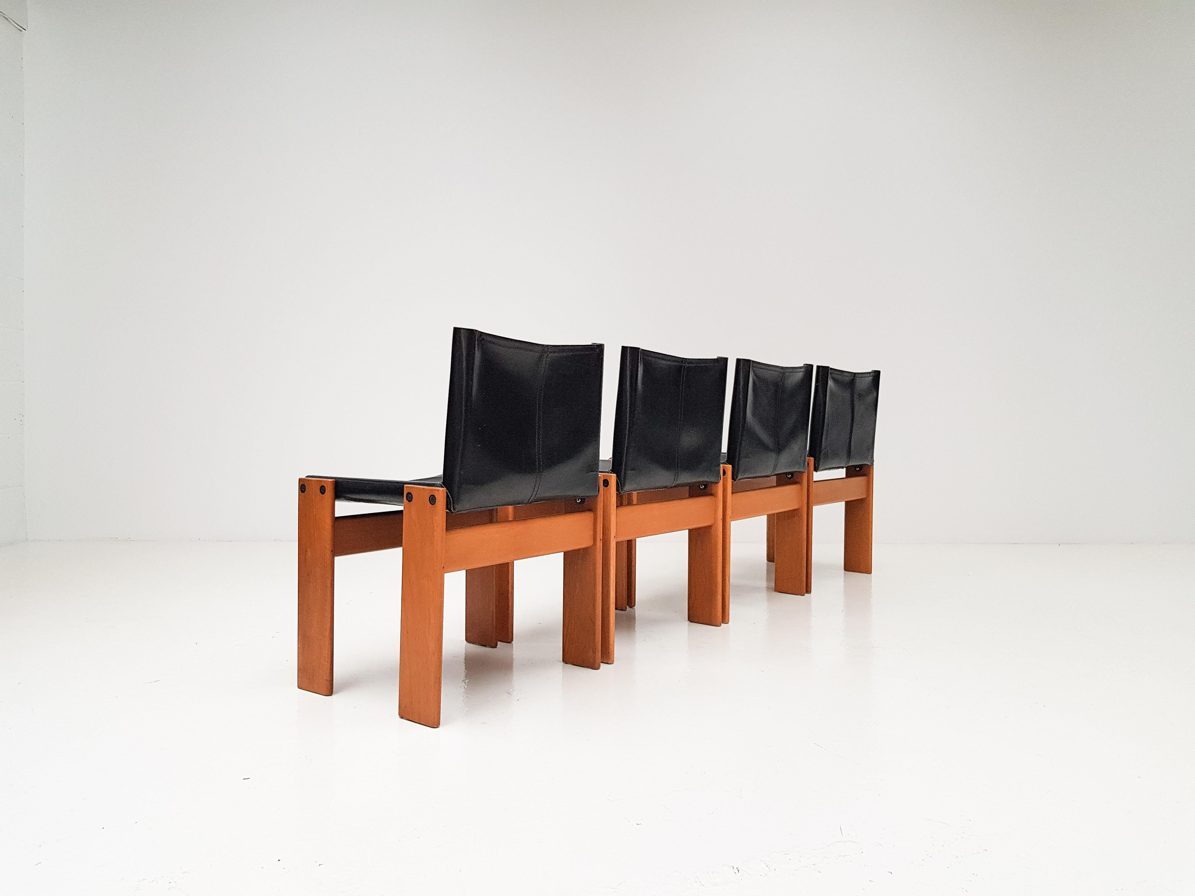Set of 4 'Monk' Dining Chairs by Afra & Tobia Scarpa for Molteni, Italy, 1974 In Good Condition In London Road, Baldock, Hertfordshire