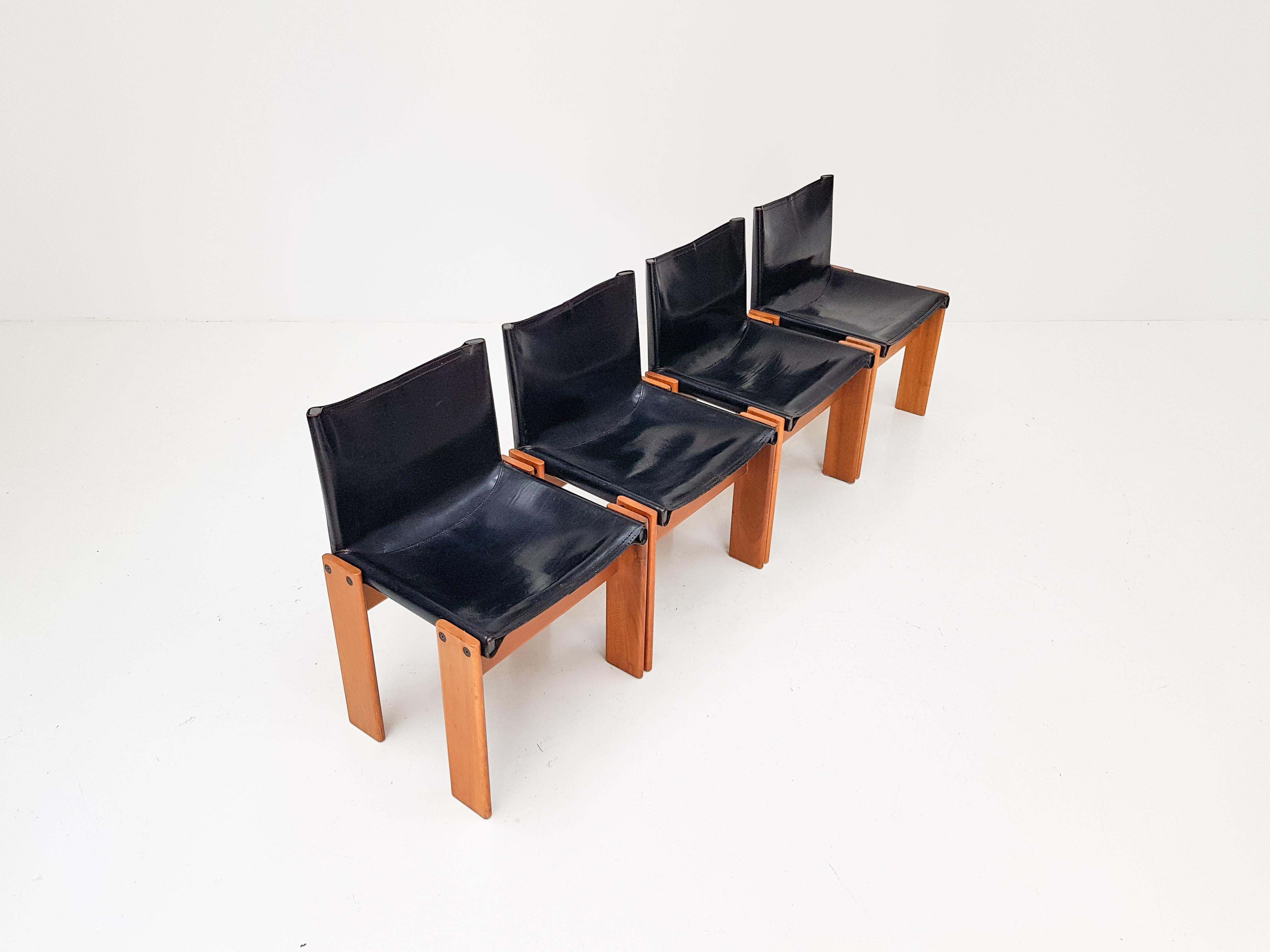 Set of 4 'Monk' Dining Chairs by Afra & Tobia Scarpa for Molteni, Italy, 1974 1
